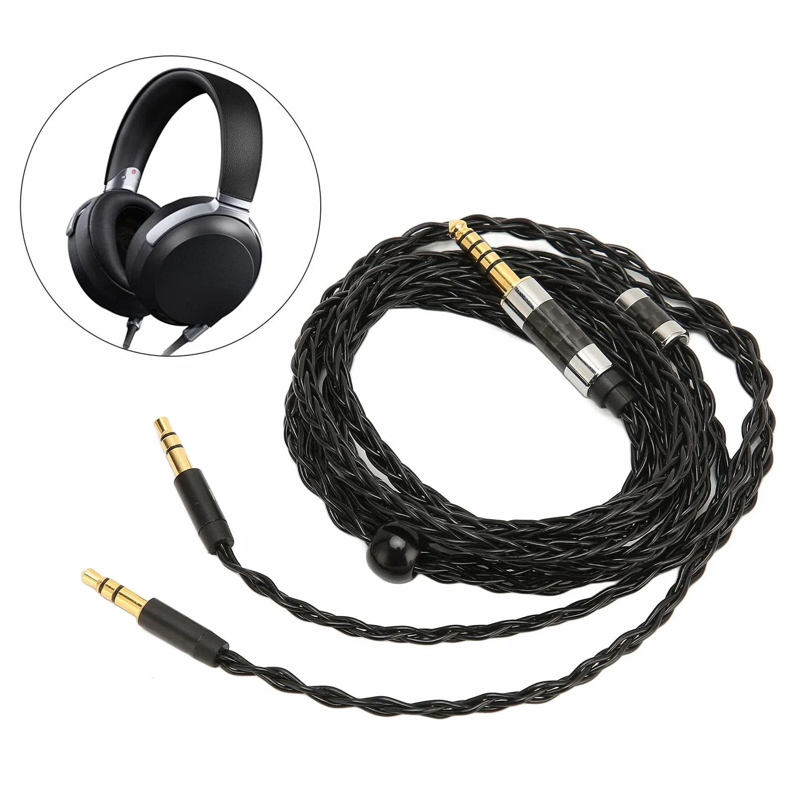 Kabel Audio 8-żyłowy Zbalansowany 4,4 mm do Podwójnego 3,5 mm Posrebrzany 1,2 m do MDR Z7 Z1R Beyerdynamic T1 T5