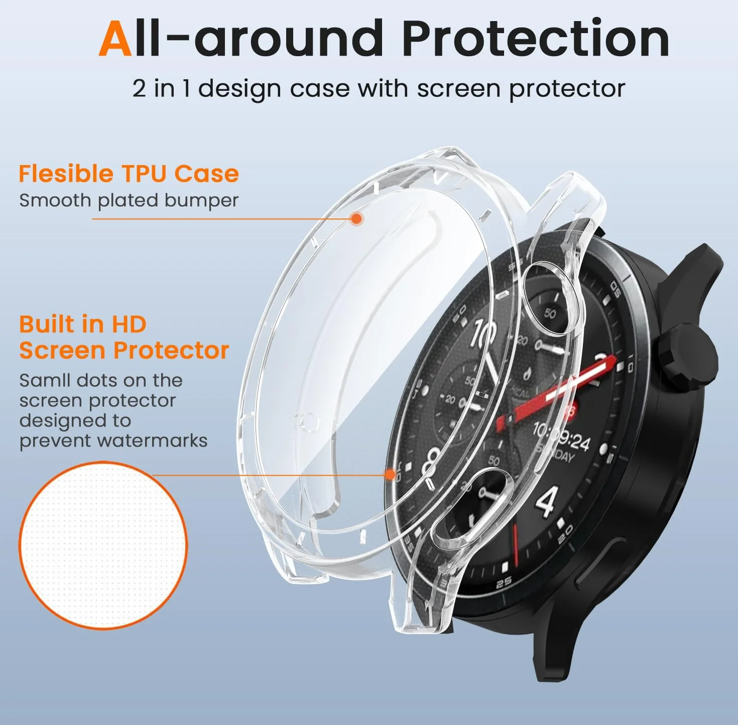Ivoler Etui + Folie Ochronne Xiaomi Watch S5 46mm TPU 2 Przezroczyste 1 Czarny