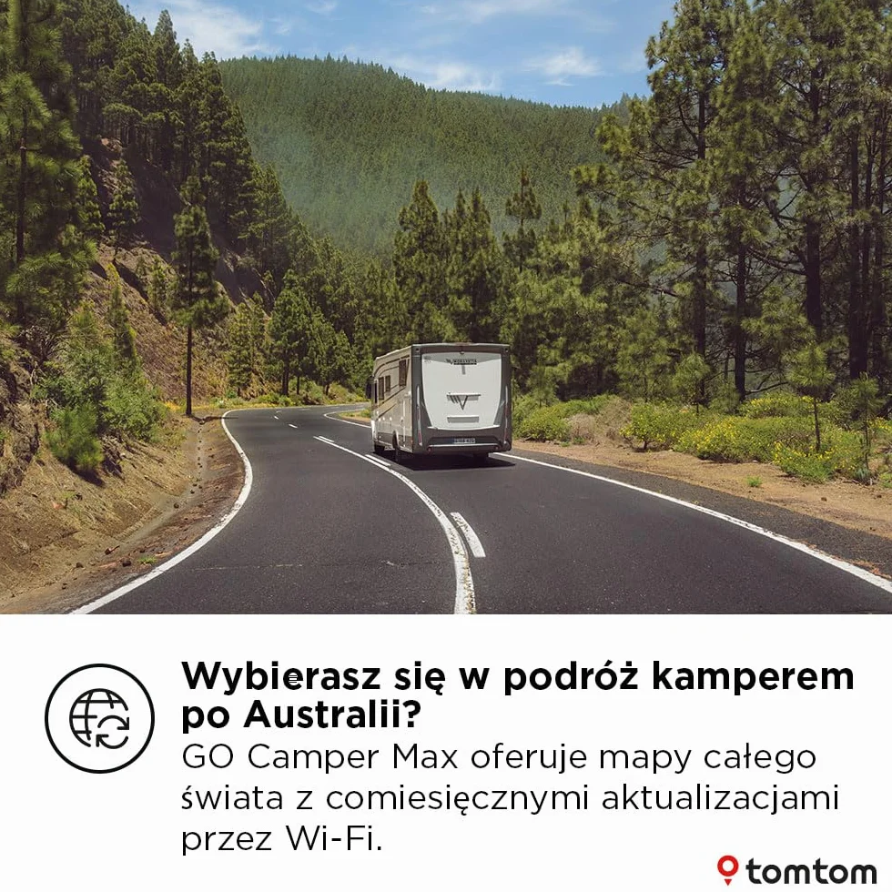 TomTom GO Camper Max 2. generacji 7″ nawigacja z mapami świata i TomTom Traffic