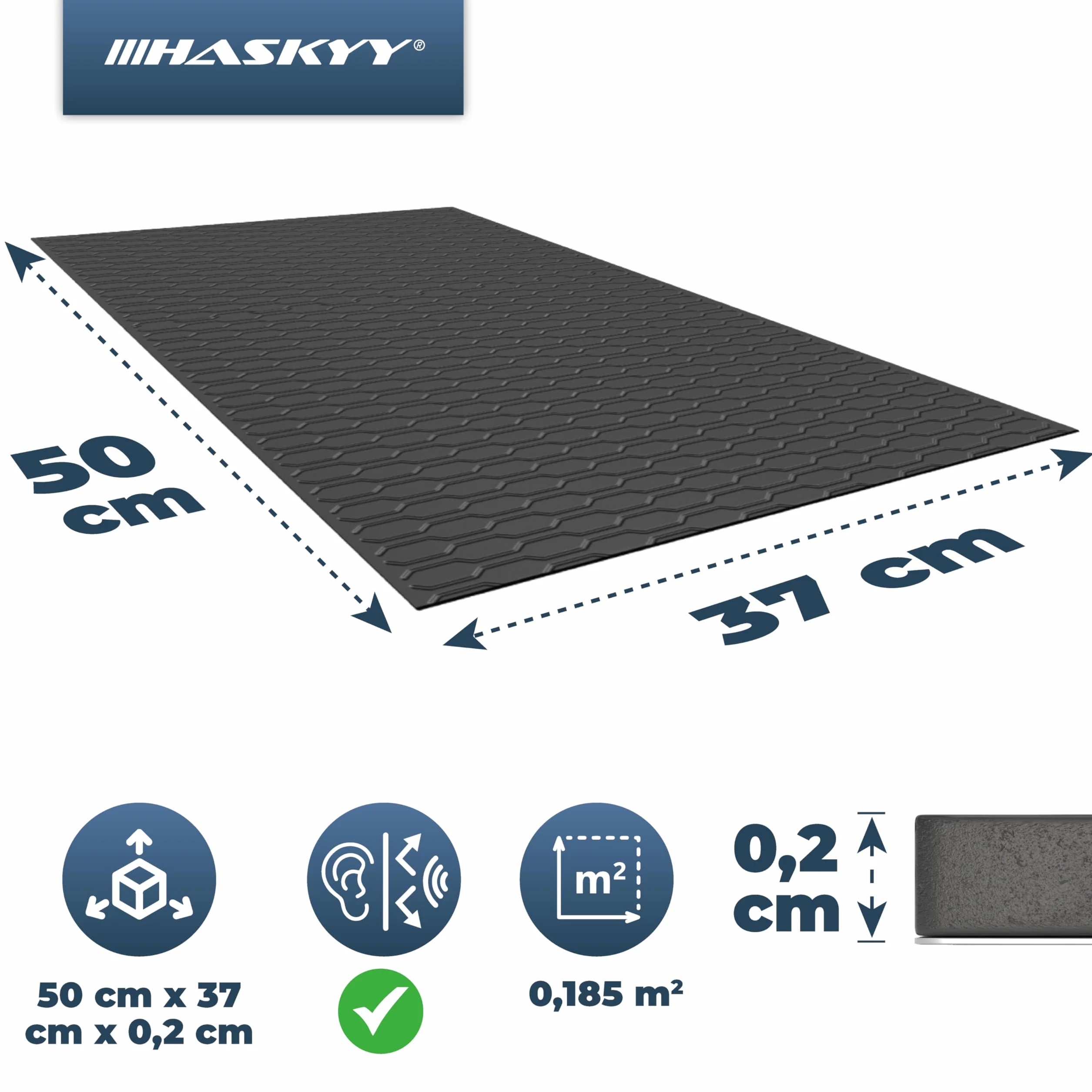 HASKYY Płyty aluminiowo-butylowe 2 mm 500 x 370 mm 1,11 m² czarna mata izolacyjna Anti Dröhn