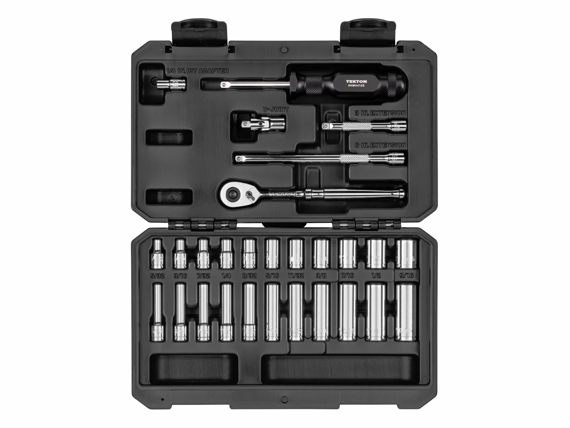 TEKTON 1/4 cala 6-punktowy zestaw nasadek i grzechotki, 28-częściowy (5/32-9/40.6 cm) | SKT05102