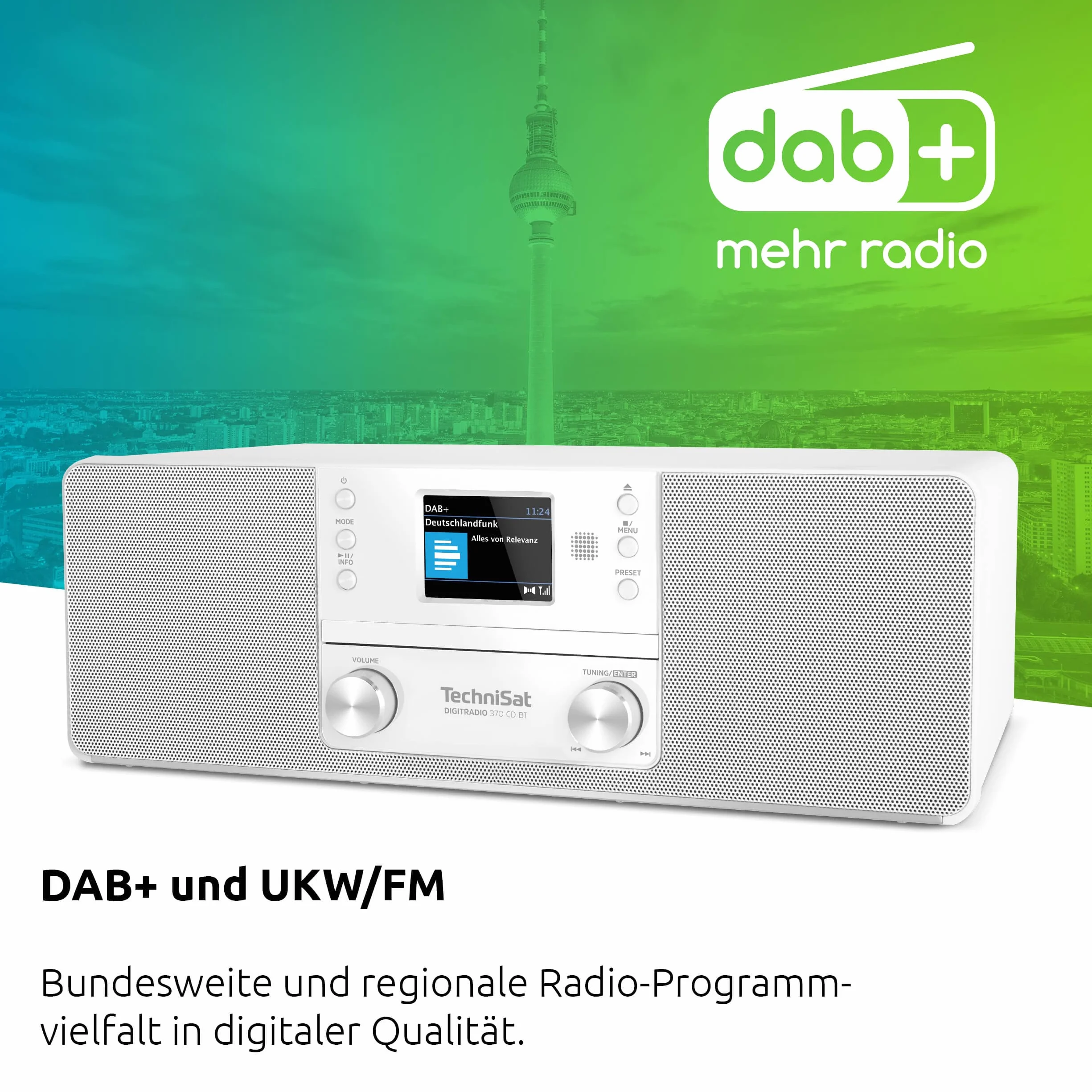 Technisat 370 Cd Bt Radio, Biały, 12 x 6 x 9 cm