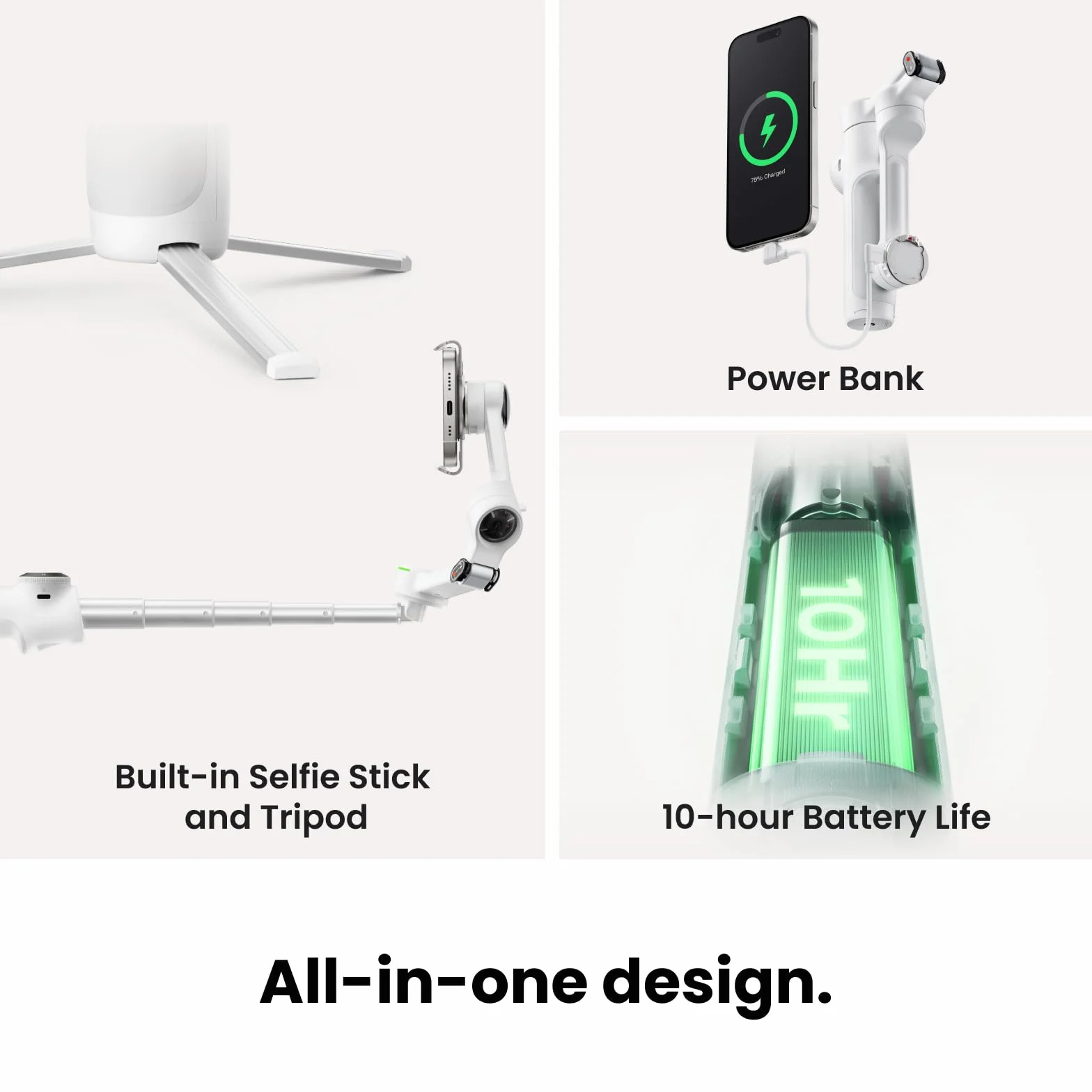Insta360 Flow 2 Pro White składany stabilizator do telefonu AI z Apple DockKit, śledzenie 360° statyw do selfie