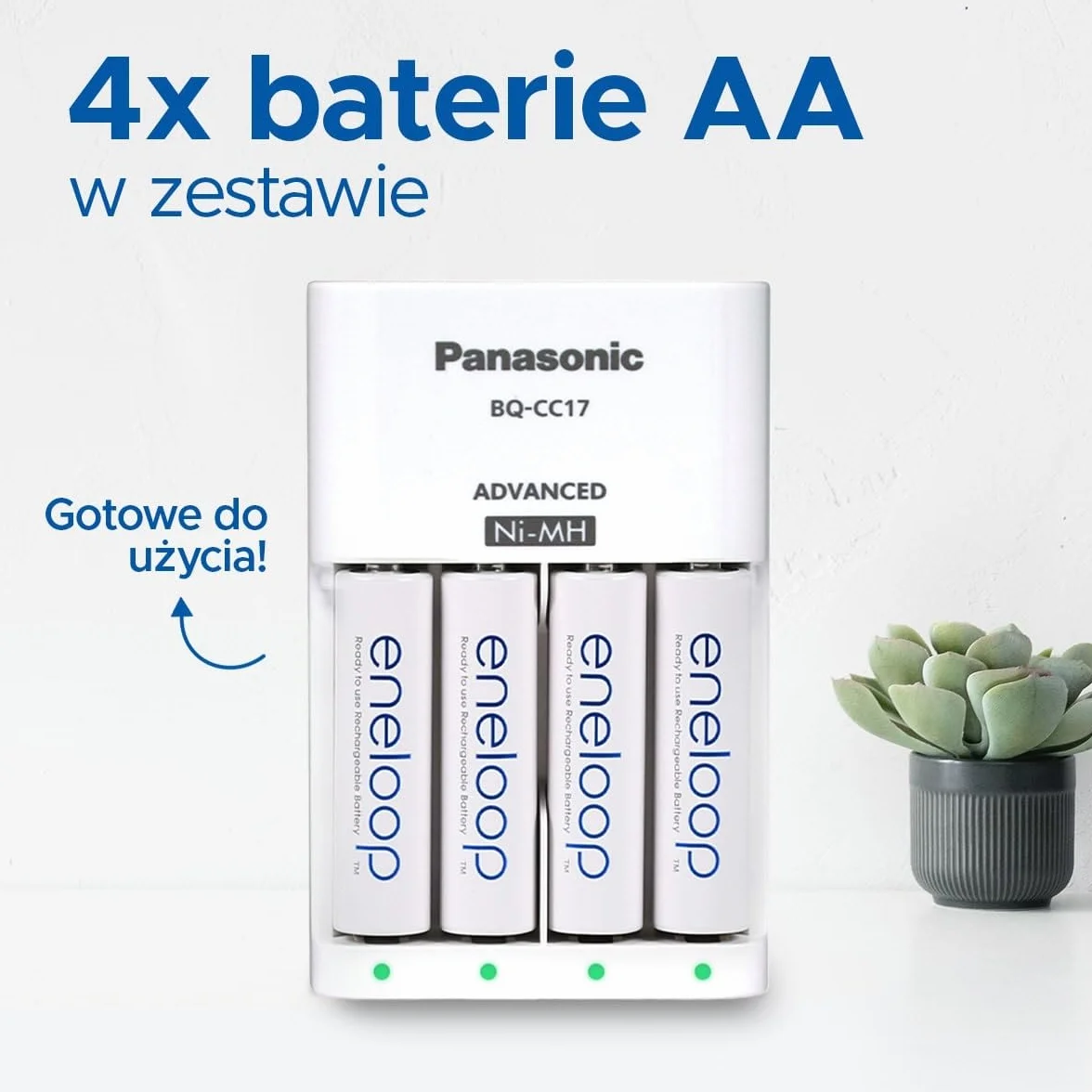 Eneloop BQ-CC17 Smart Charger Ładowarka Akumulatorów Niebieski 1-4 Akumulatorów