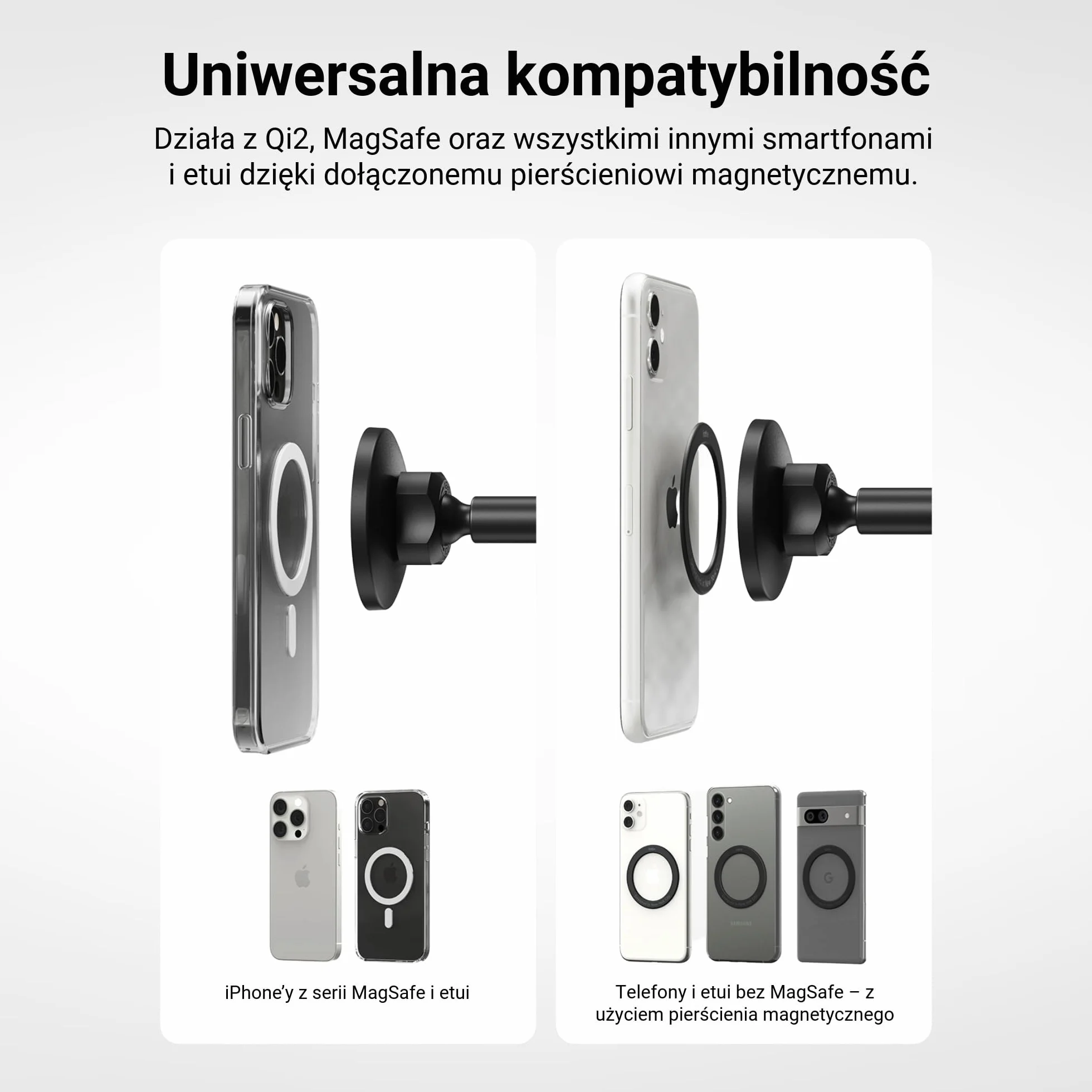 iOttie iTap 3 Magnetyczny uchwyt samochodowy z adapterem pierścieniowym Qi2 MagSafe