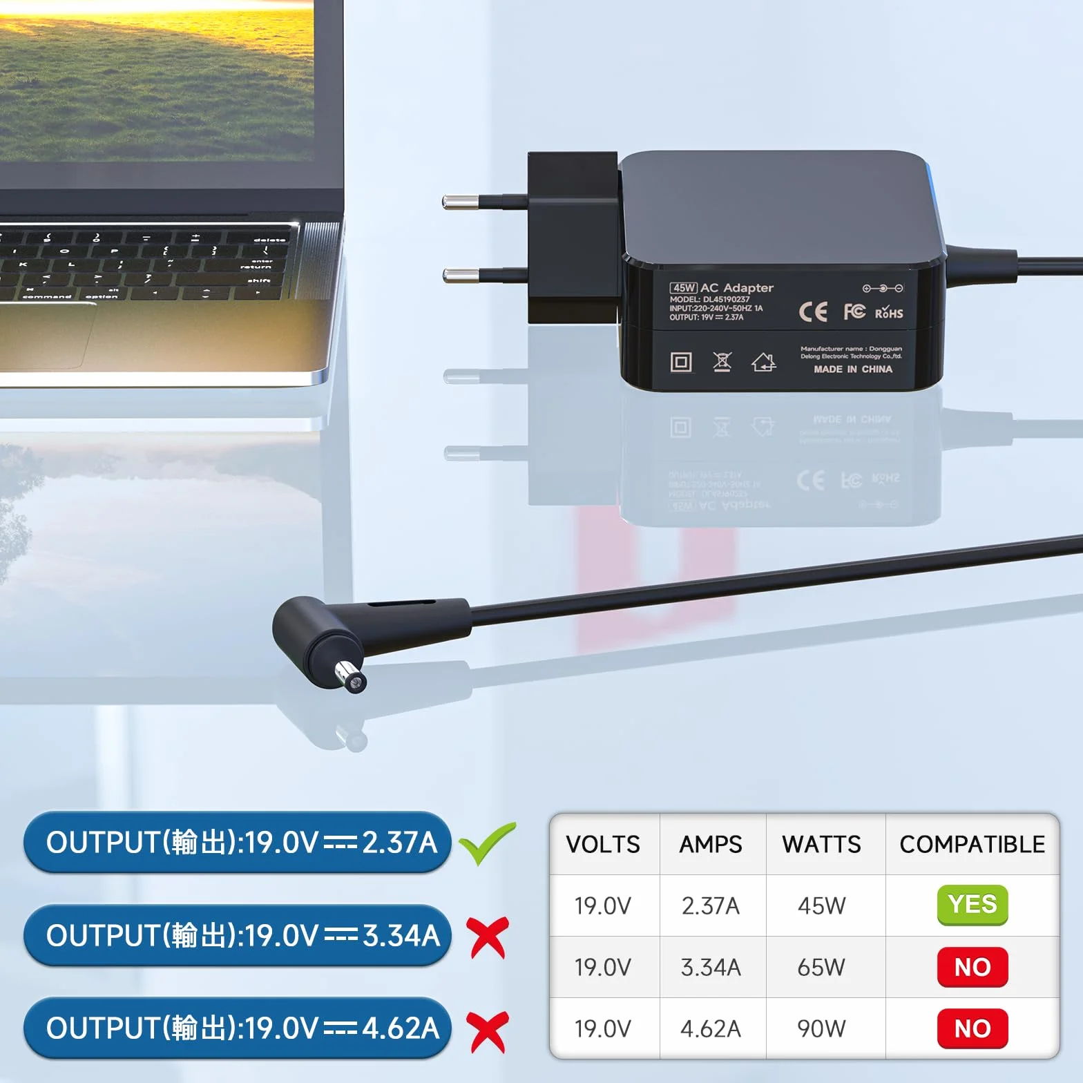 Ładowarka 45W ASUS Laptop 19V 2.37A Adapter Vivobook Flip 14 15 Zenbook UX303U UX305 UX305F UX305C UX410U ADP-45BW Zasilacz 4.0 x 1,35mm