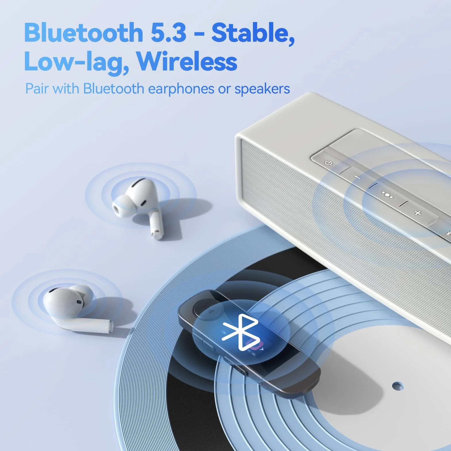 AGPTEK Przenośny Odtwarzacz MP3 64 GB z Bluetooth, Typ C i USB, Klips, Pamięć z Radiem FM, Nagrywanie, Obsługa Połączenia Telefonu, Czarny