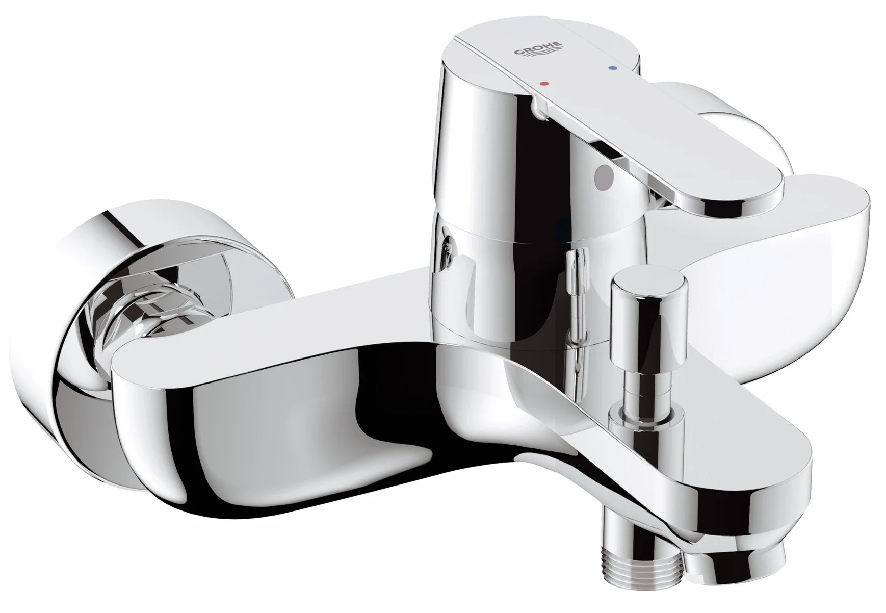 GROHE Get Quickfix jednouchwytowa bateria wannowa/prysznicowa, naścienna, metalowa dźwignia, chrom łatwy w montażu z GROHE Quickspanner 32887000
