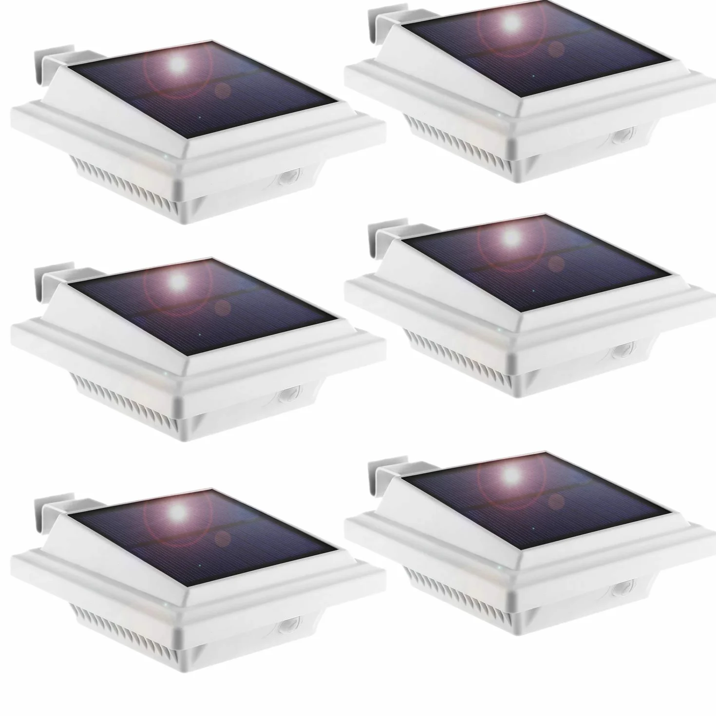 Solarna Lampa Solarna do Rynny Dachowej, do Użytku na Zewnątrz, 25 Diod LED, Automatyczne Włączanie/Wyłączanie, Białe, Zimne Białe Światło (6 Sztuki)