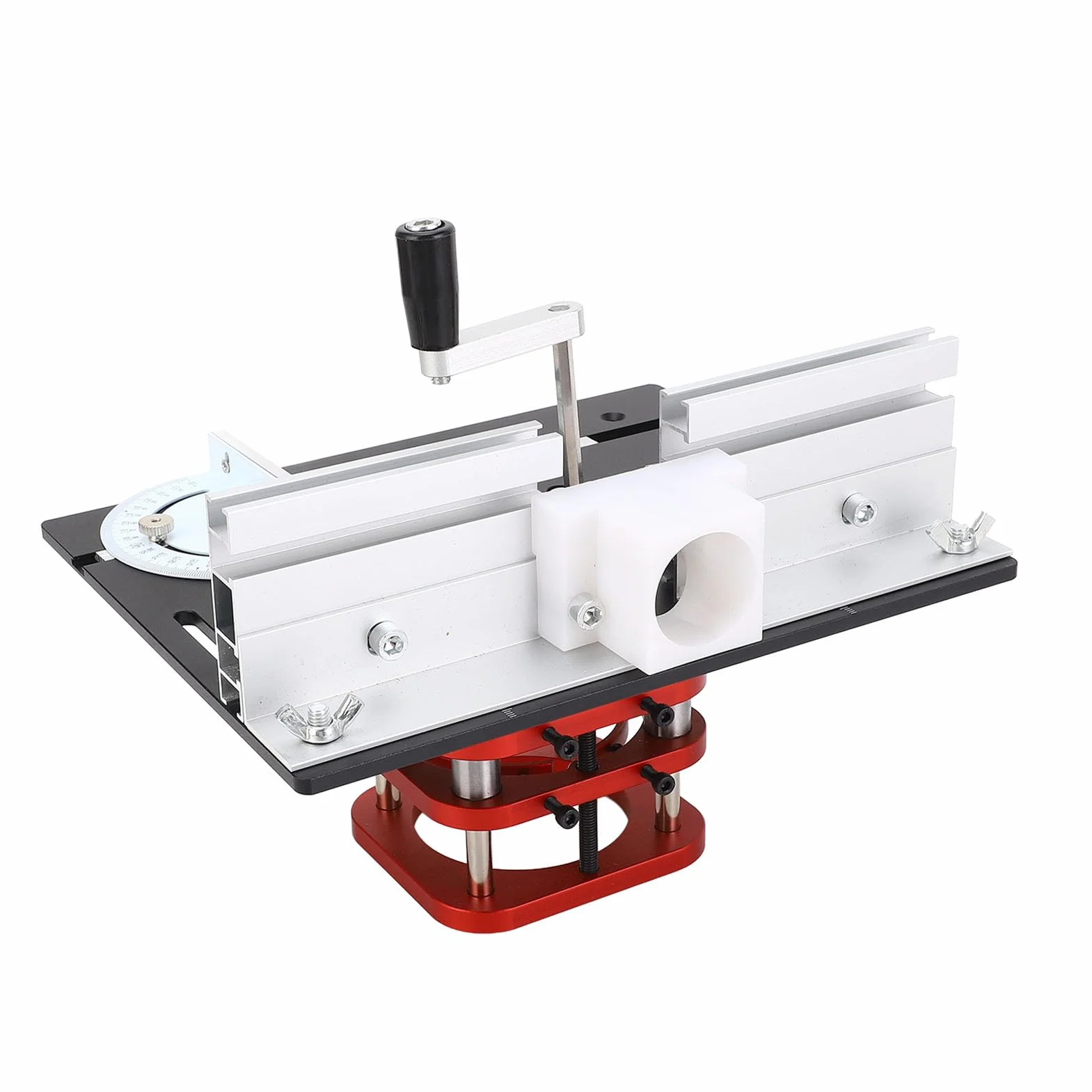 Cocoarm Stół Frezerski Podnoszący Baza Aluminiowa 51mm Manualny Podnoszenie dla średnicy Silnika 64 do 66mm Obrabianie Drewna Trimmer Grawerowanie Szczelinowanie Fazowanie