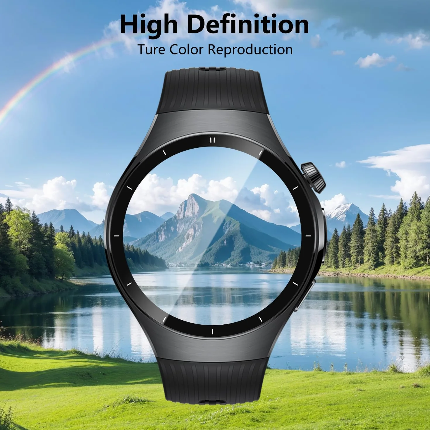 FTRONGRT Osłona ekranu kompatybilna z Huawei Watch 5 46 mm, 2 szt. folia ochronna, czarna