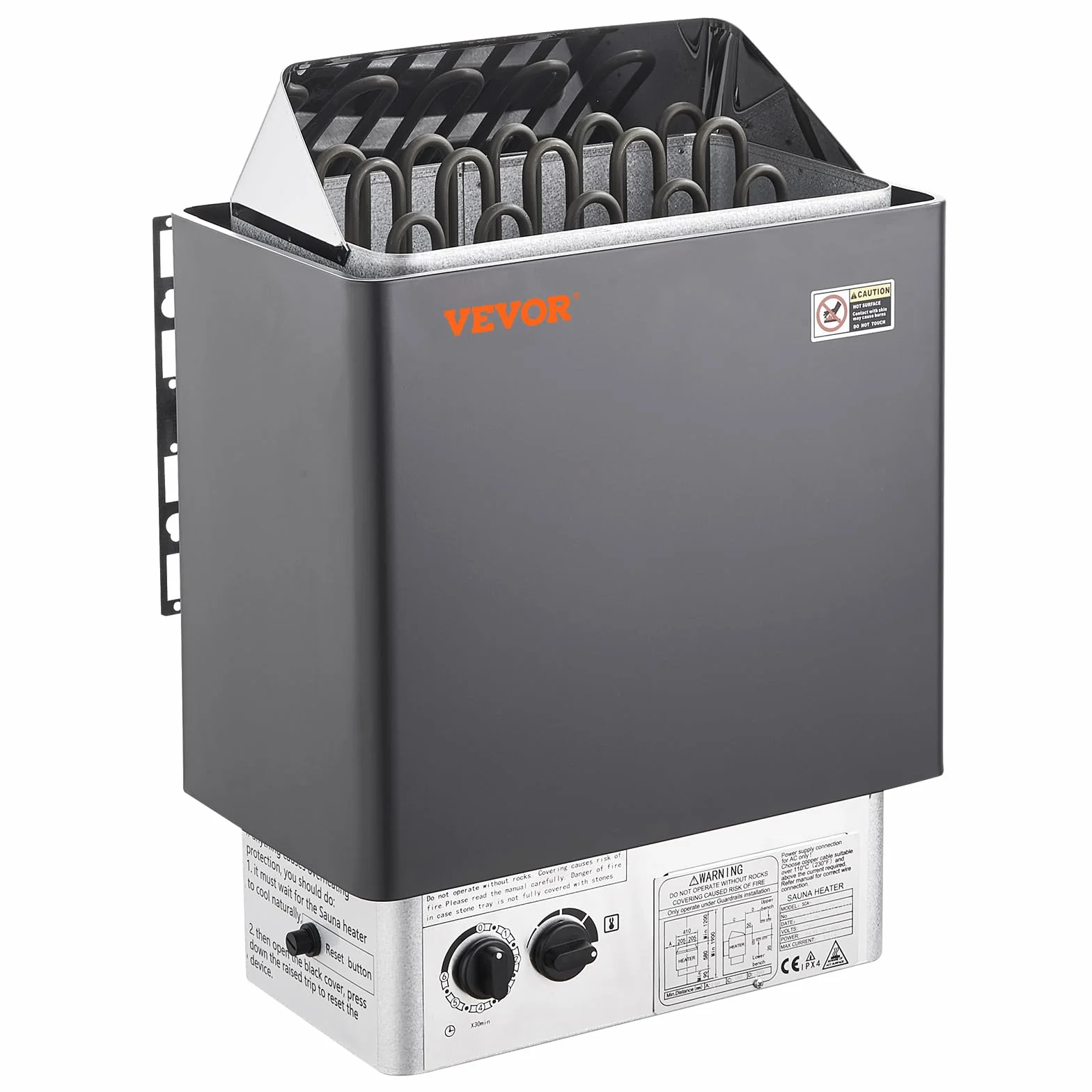 VEVOR Przenośny elektryczny podgrzewacz do sauny 8 kW 400 V 3N z zegarem 3h wbudowany kontroler 110 ° C maks. do sauny 8-12 m³ Hotel Spa prysznic komercyjny użytek komercyjny, kamienie nie są