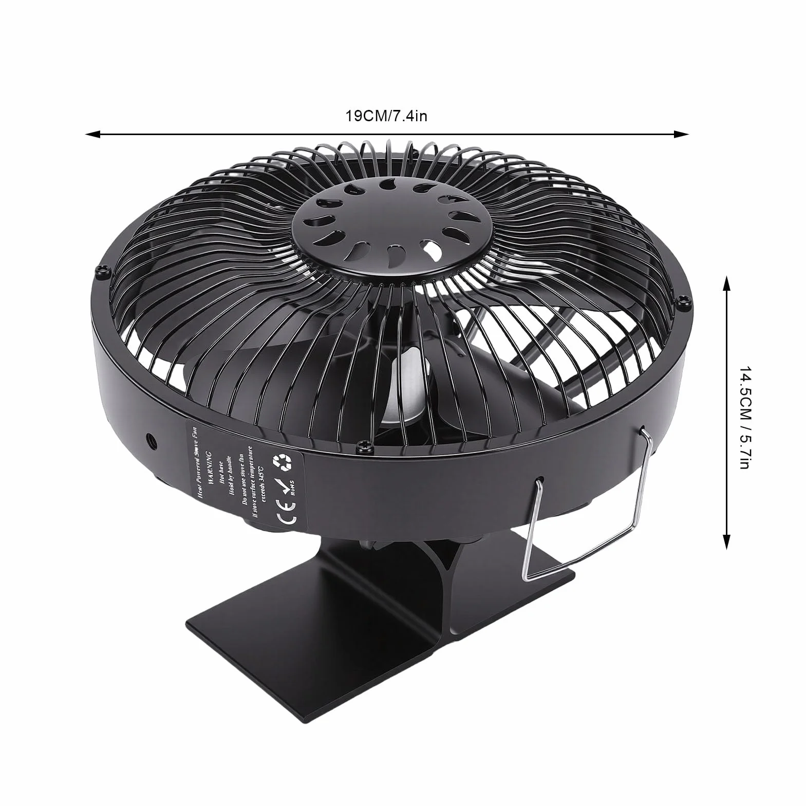 Wentylator Piecowy Zasilany Ciepłem, Wentylator Kominkowy ze Stopu Aluminium o Cichej Pracy, 100 do 250C 212 do 482F Dystrybucja Ciepła Pieców Opalanych Drewnem RV Camping