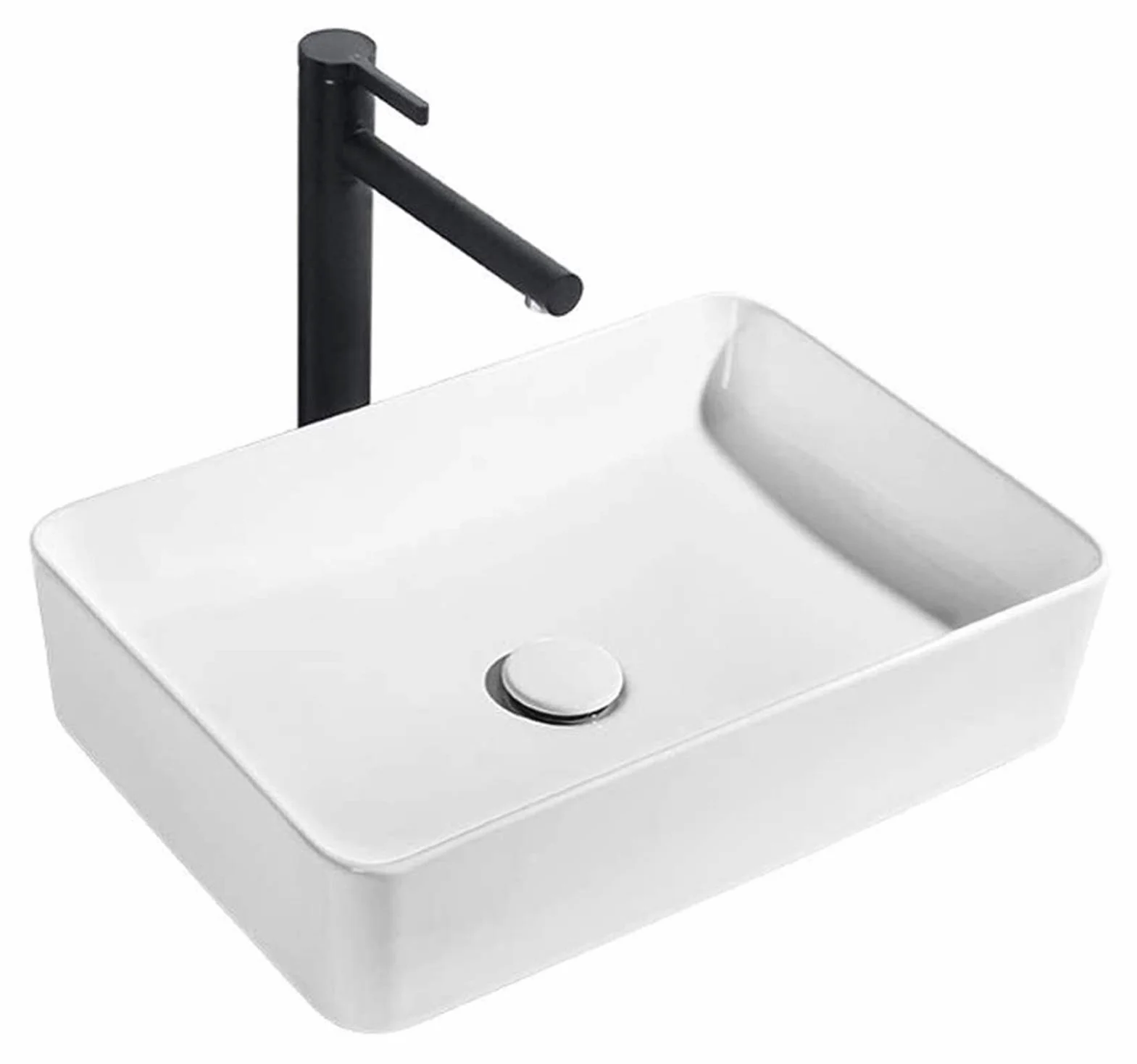Szafka Pod Umywalkę Z Umywalką, Umywalka Nablatowa, Prostokątna Biała Porcelanowa Umywalka Nablatowa, Nowoczesna Prosta Ceramiczna Umywalka Nablatowa, 20,8 X 14,5 Cala