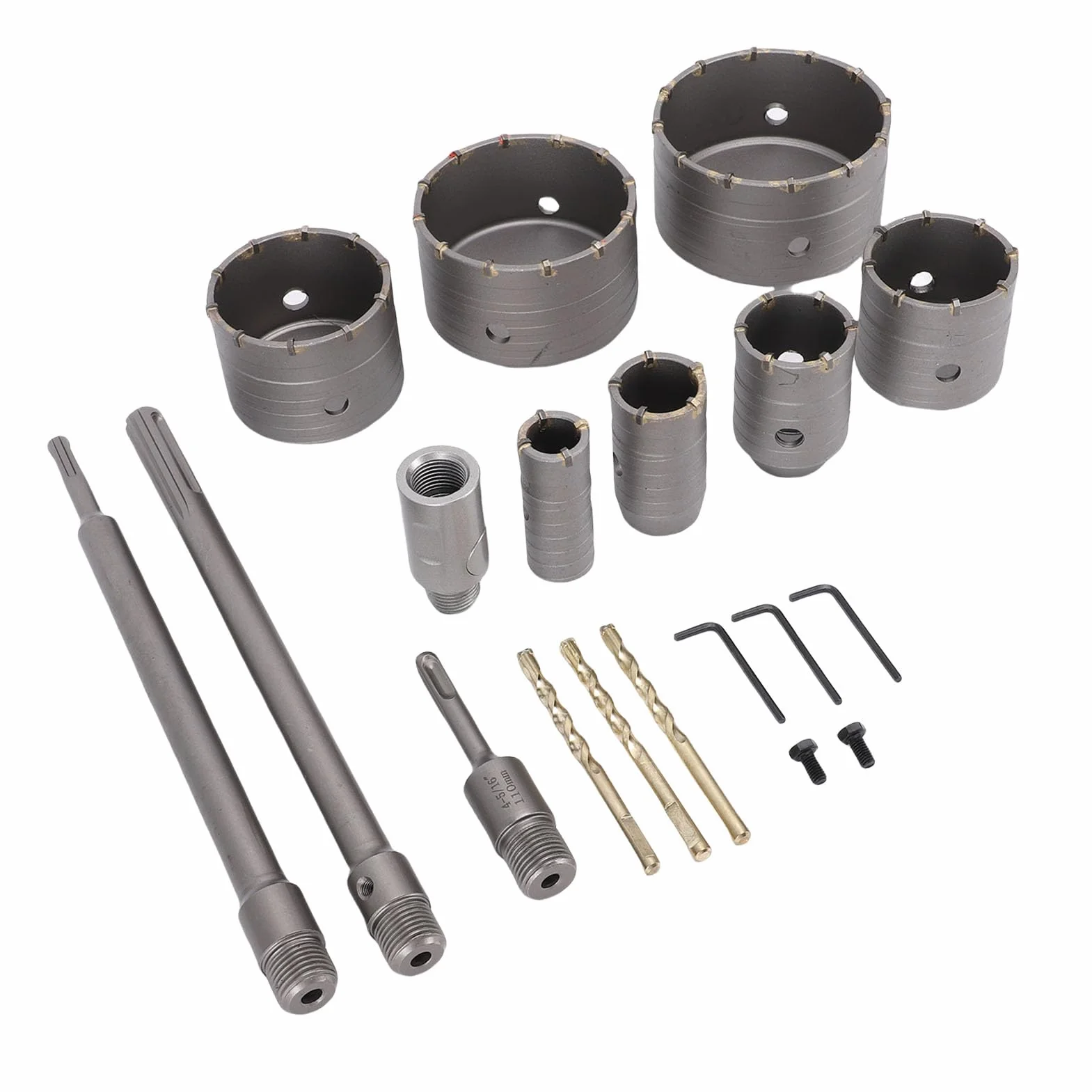 Jeffergarden Zestaw Otwornic do Betonu 7 szt. Zestaw Otwornic ze Stali Wolframowej 30 do 110 Mm z Chwytem SDS Plus Max Szybkozłącze Worek na pył Wiercenia w ścianach w Cegle Betonowej