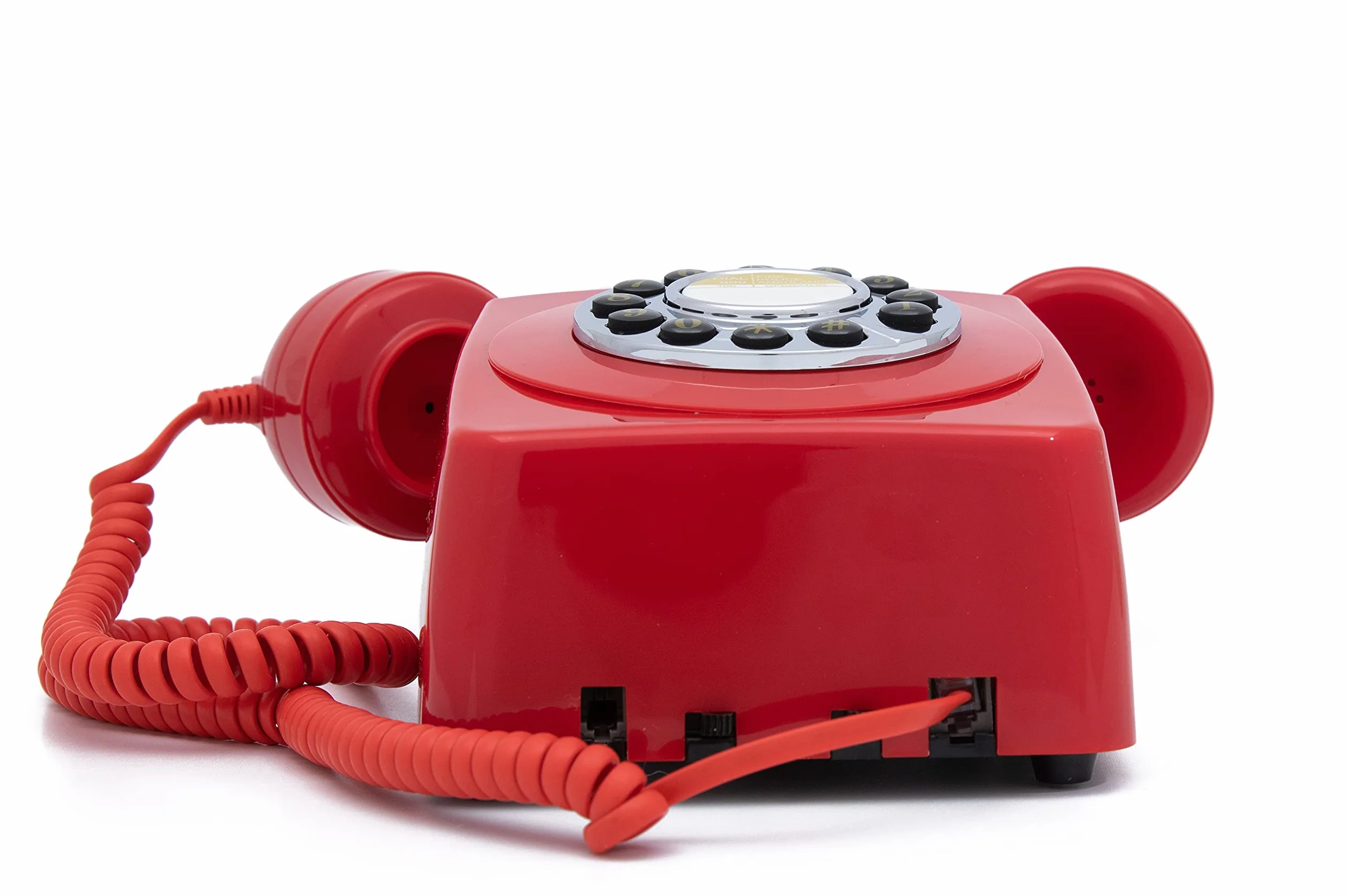 GPO 746WALL Retro telefon stacjonarny na ścianę, czerwony, z autentycznym dzwonkiem