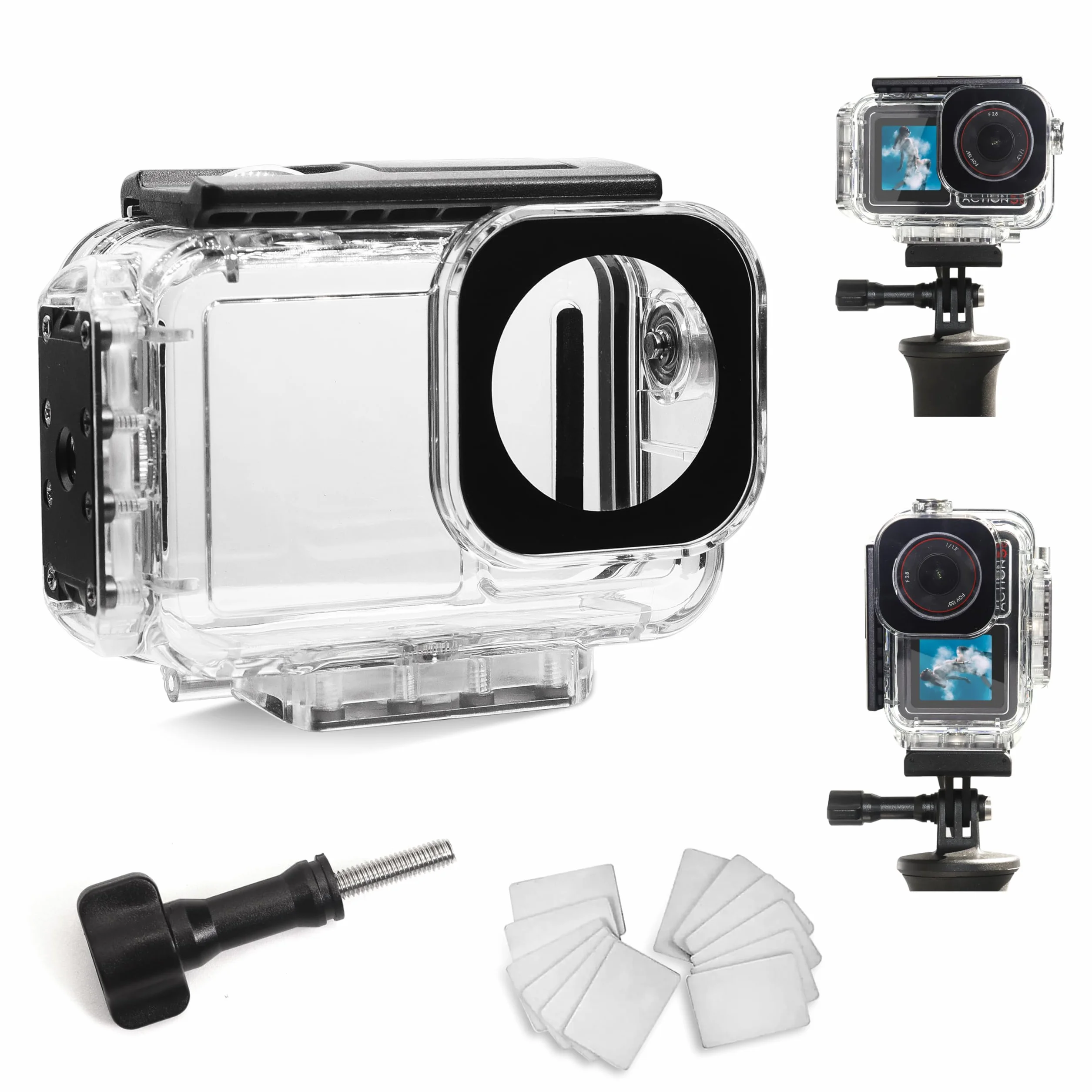FitStill Wodoszczelna obudowa 196 ft/60 m z magnetycznym interfejsem szybkiego zamykania, kompatybilna z DJI Osmo Action 5 Pro/Action 4