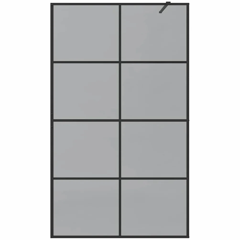Ścianka prysznicowa Walk-in czarna, 115 x 195 cm, szkło hartowane, rama aluminiowa, ochrona przed rozpryskiwaniem, bez barier, nie zajmuje dużo miejsca, bez ramy, do nowoczesnej łazienki