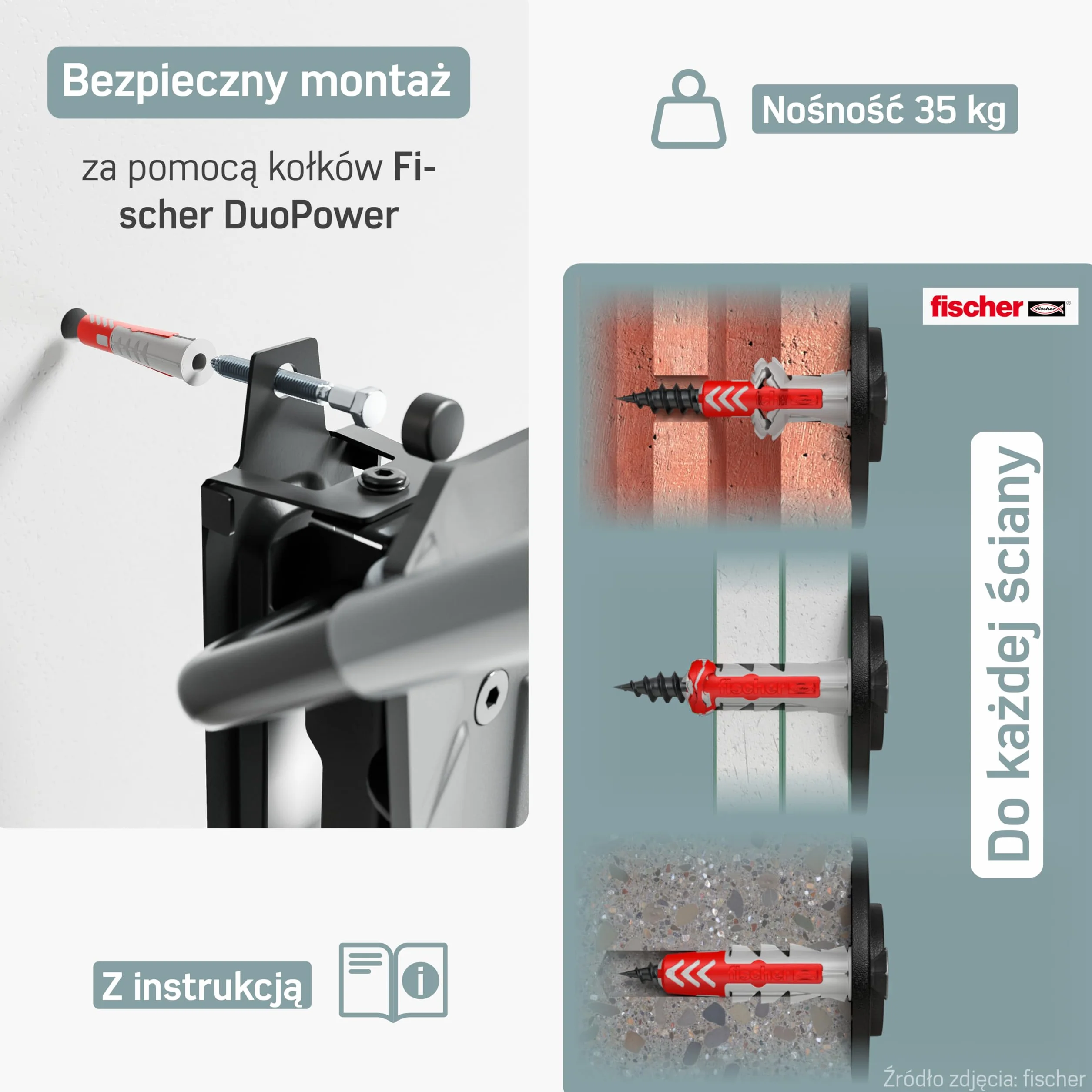 Borgen Ścienny uchwyt rowerowy pionowy, obrotowy, do 35 kg – Oszczędzający miejsce uchwyt na rower do montażu na ścianie, w zestawie kołki Fischer DuoPower