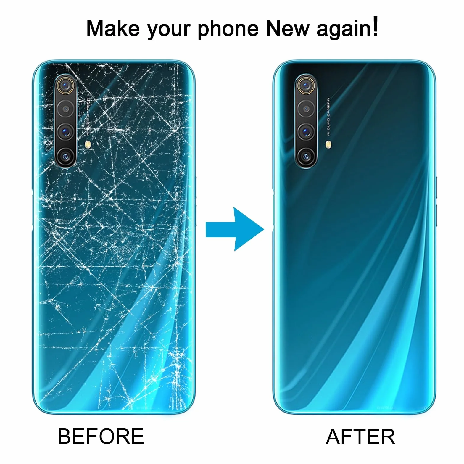 Tylna okładka telefonu Oppo Realme X3 / X3 SuperZoom Plastikowa Bateria (niebieski) Część naprawy