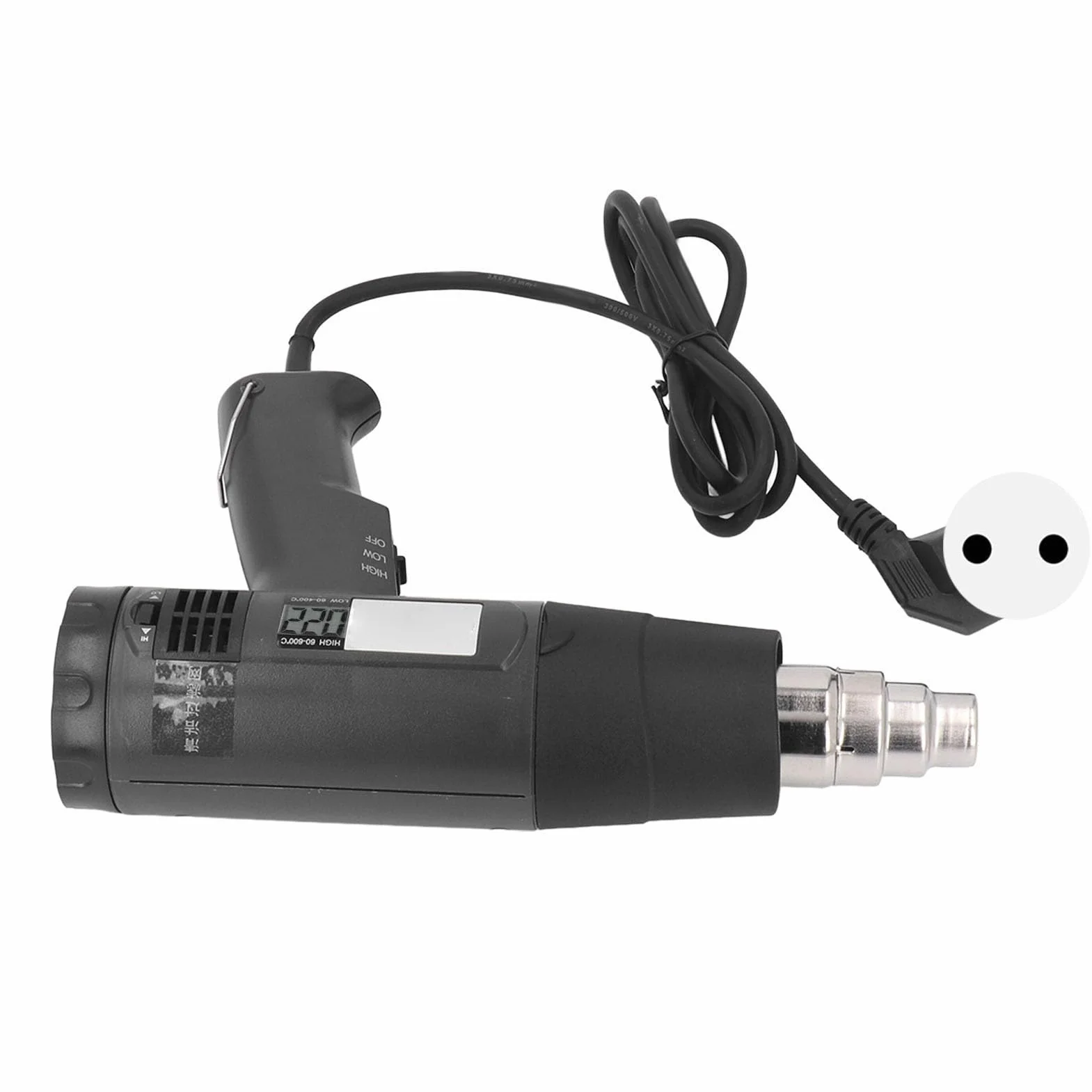 Bezszczotkowa opalarka z wyświetlaczem LCD HD, moc wyjściowa o dużej wytrzymałości 1800 W, wtyczka EU 220 V, regulowana temperatura od 60 do 600 stopni Celsjusza, podwójny