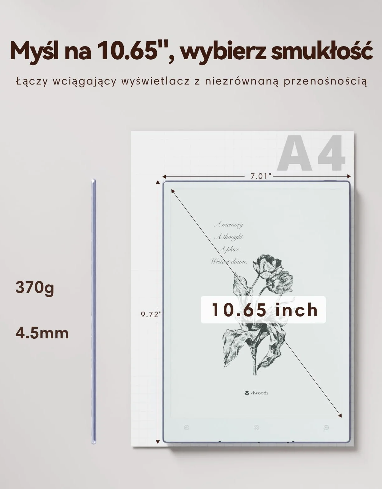 VIWOODS Carta 1300 AI E Ink Tablet 10.65'' 300PPI Elektroniczny Notatnik z Długopisem