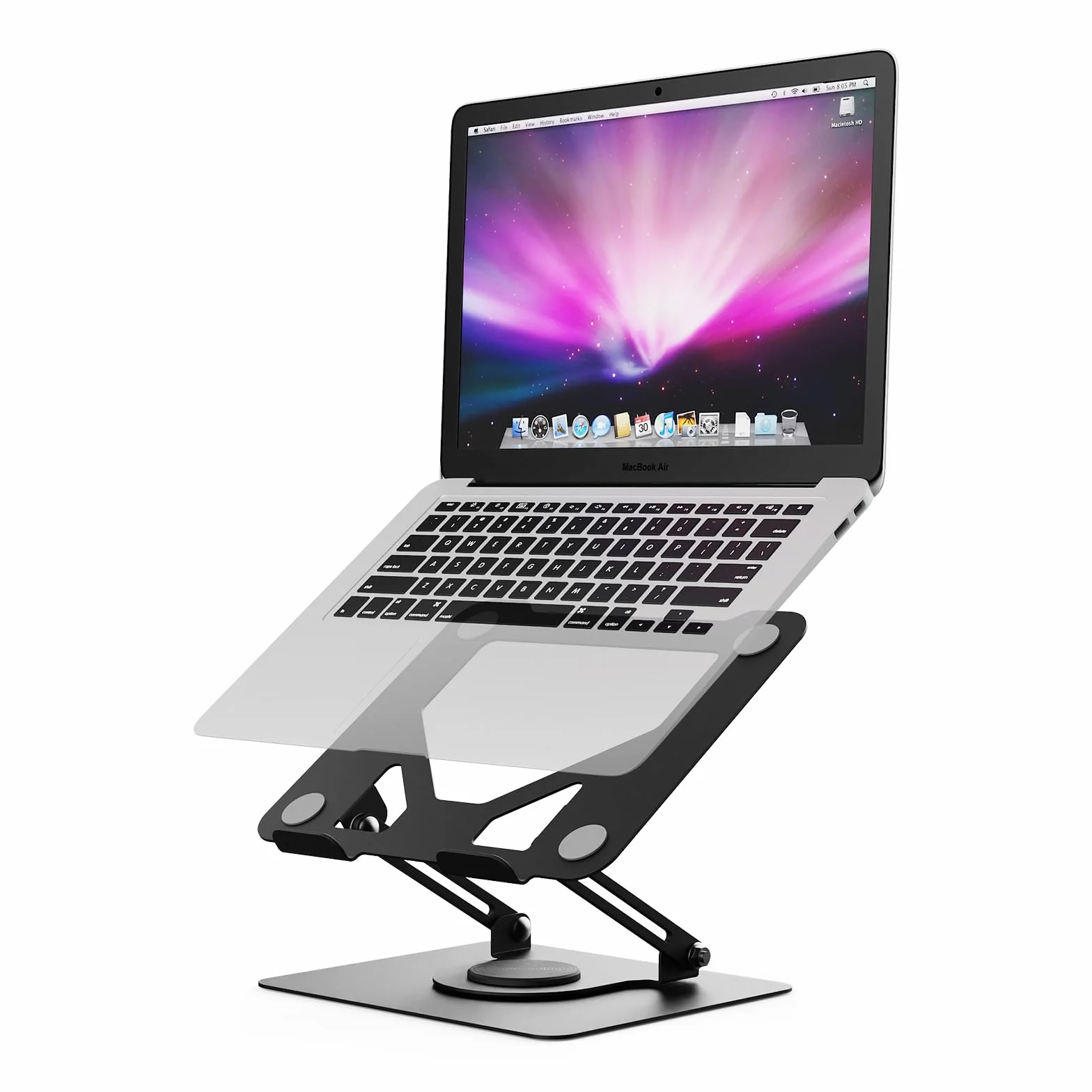 GRIFEMA Stojak na laptopa z regulacją wysokości, składany stojak na laptopa z podstawą obracaną o 360° — kompatybilny z laptopami o przekątnej ekranu od 11 do 17 cali — Czarny