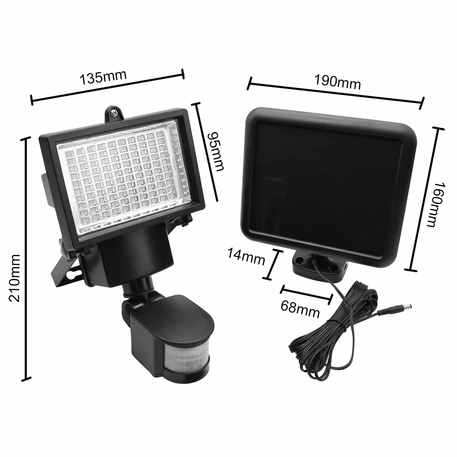 Maclean Energy MCE442 Solarny Halogen Naświetlacz LED Energooszczędny Z Czujnikiem Ruchu 6W, 360lm, Barawa Światła 6000K Zimna Biała, Akumulator Li-ion 2400 mAh 5,5V DC, Stopień Ochrony IP44