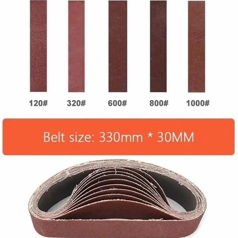 Szlifierka taśmowa Taśmy szlifierskie 5 sztuk/zestaw 330x30 mm 40-800 Grysy Taśmy ścierne do polerowania drewna i metalu(Grits 80)