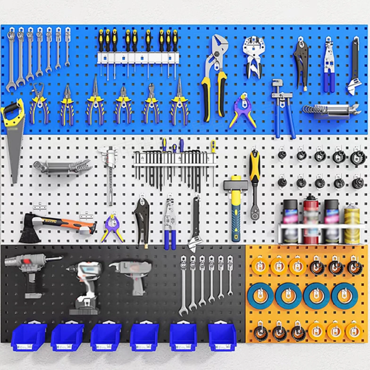 Organizer ścienny do domu i biura, Organizer ścienny z pegboardu do przechowywania narzędzi w kuchni garażowej wielokolorowy, wiele rozmiarów | Black,60x35cm