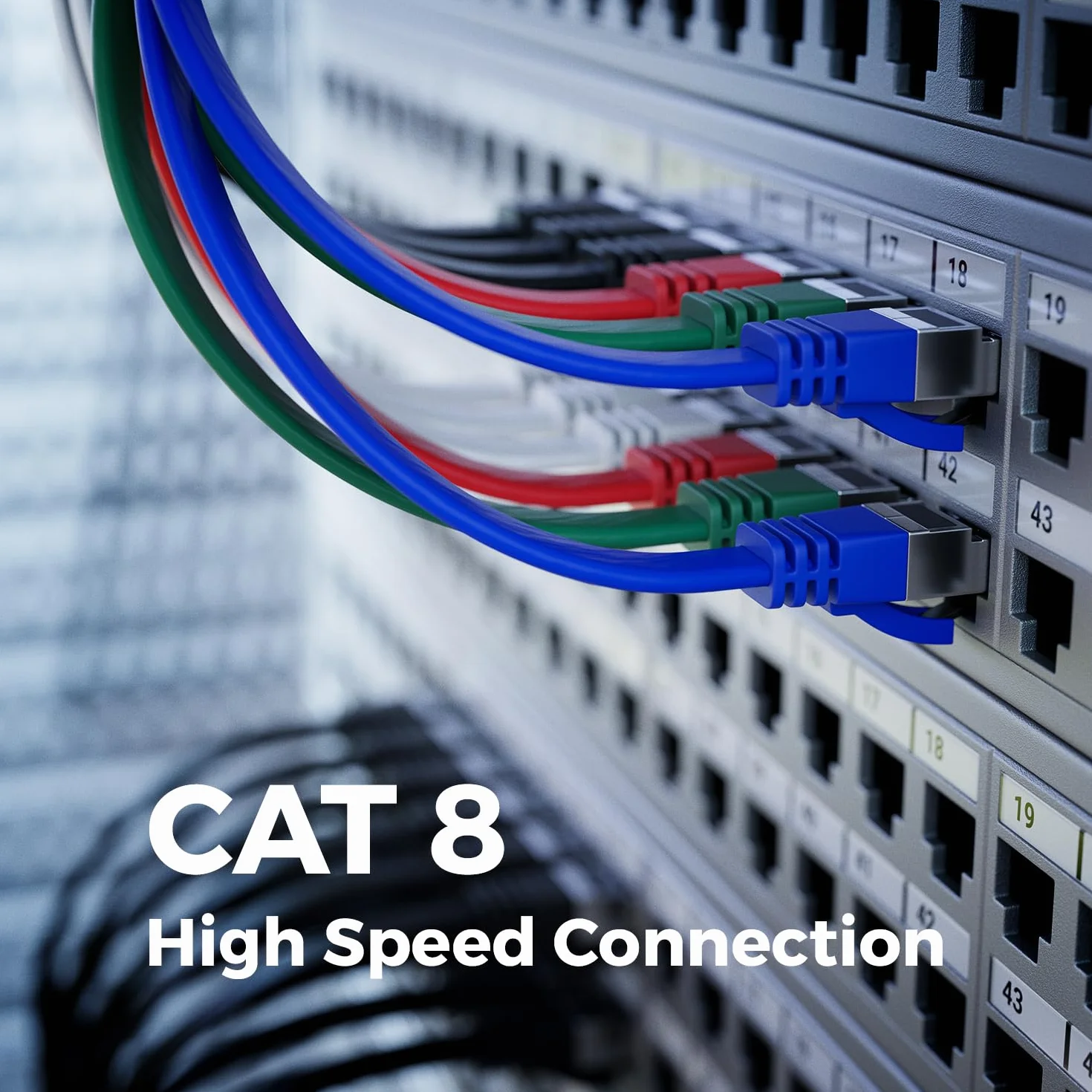 deleyCON 5x 2m CAT 8 Kabel Sieciowy Płaski 40 Gbit/s Miedź Gigabit Ethernet LAN RJ45