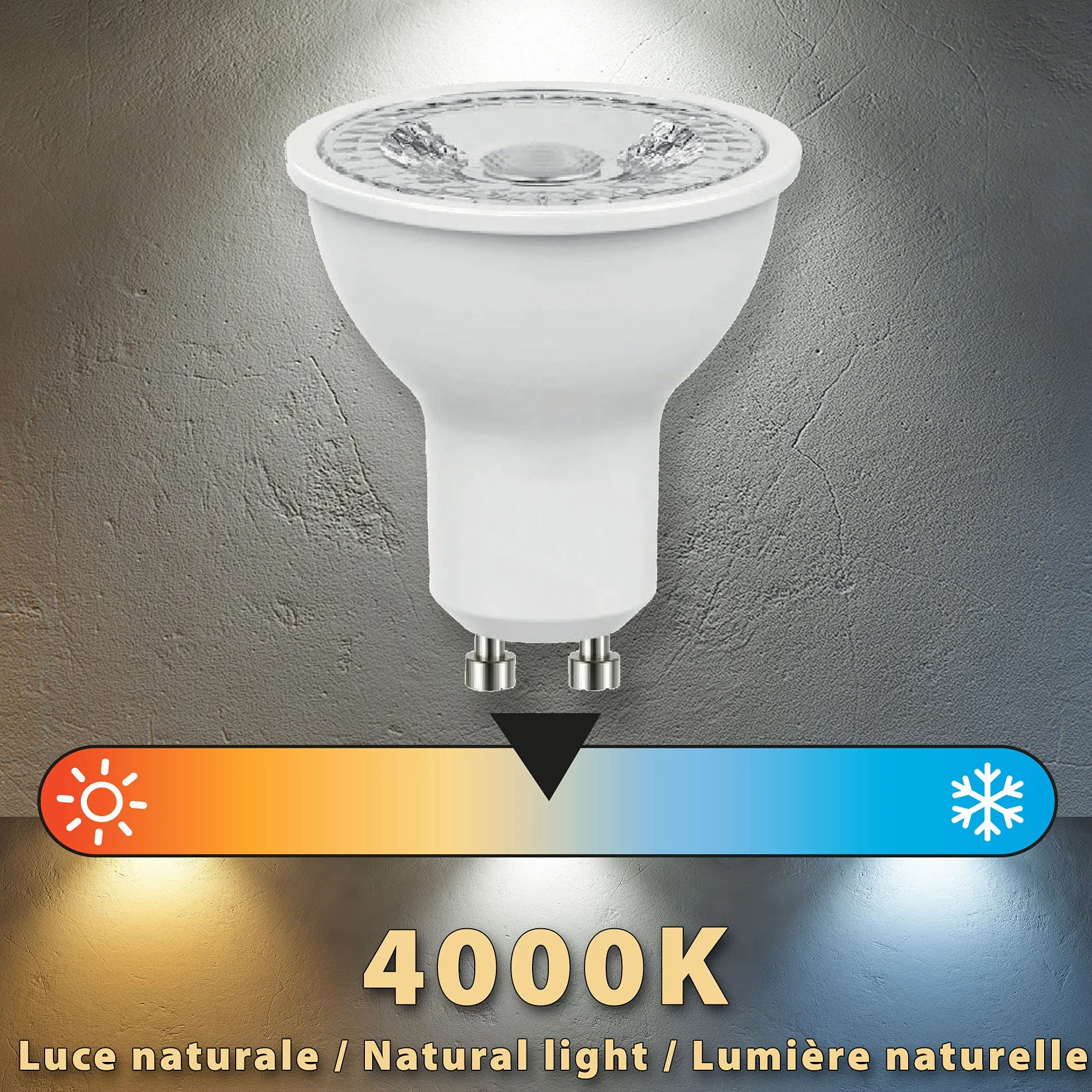 Żarówka LED SMD, punktowa GU10, 230V, 8W / 800lm, 4000K, 38°
