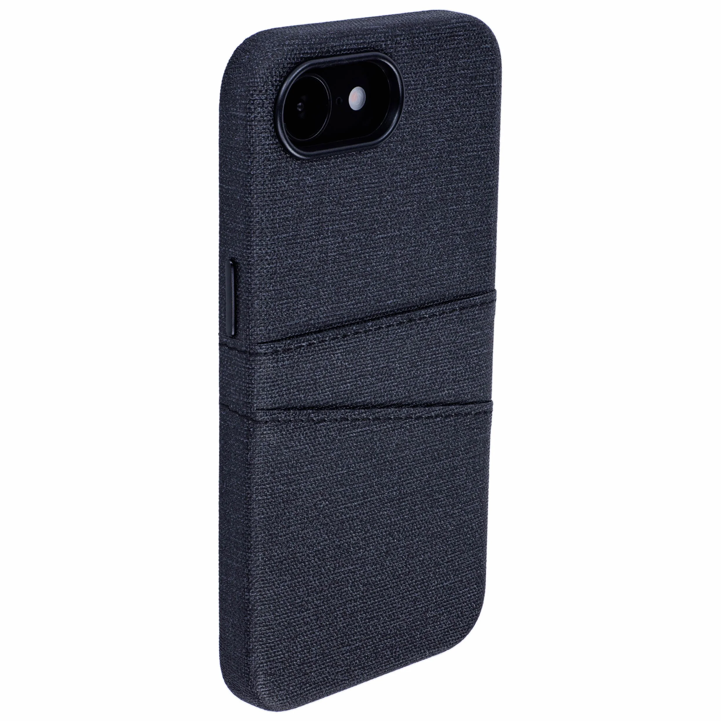 Dockem Etui na iPhone 17e iPhone 16e z Wbudowaną Metalową Płytką Mocowania Magnetycznego 2 Kieszenie M2 Luxe Etui Portfel Skóra Syntetyczna Płótno Węglowa Czerń