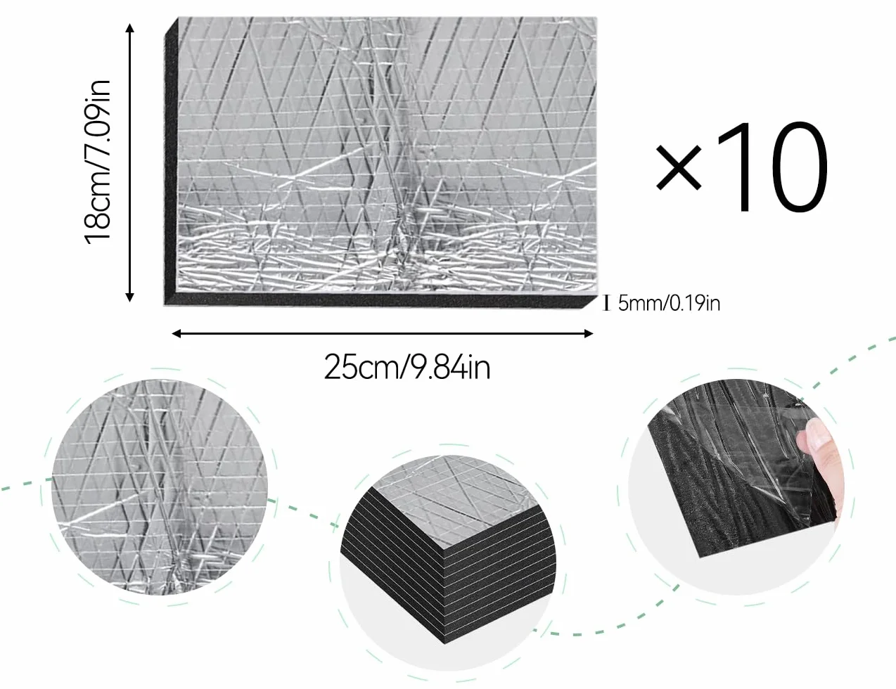 Maty aluminiowo-butylowe wygłuszające samoprzylepne zestaw 10 sztuk