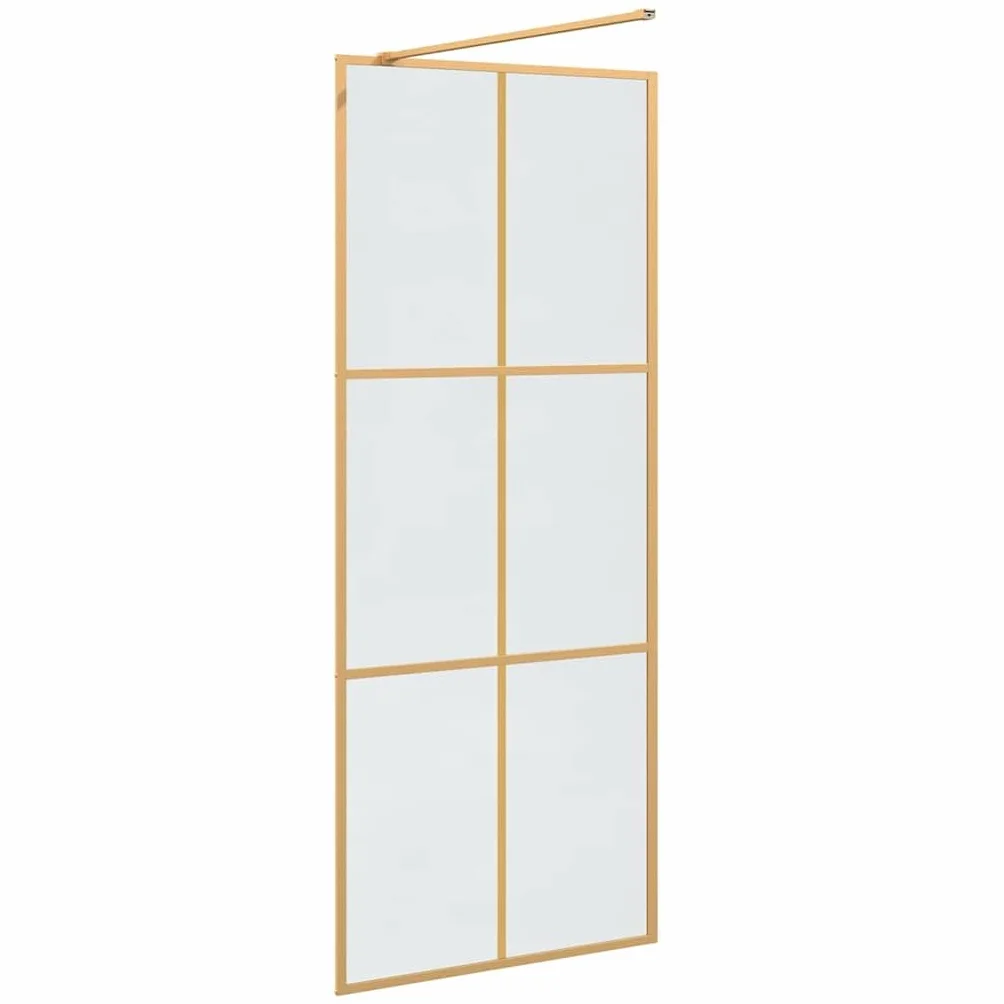Walk-in ścianka prysznicowa złota, 80 x 195 cm, z hartowanego szkła ESG, ochrona przed pryskaniem, bez ramy, nie zajmuje dużo miejsca, do łazienki, ścianka działowa, prysznic z profilem
