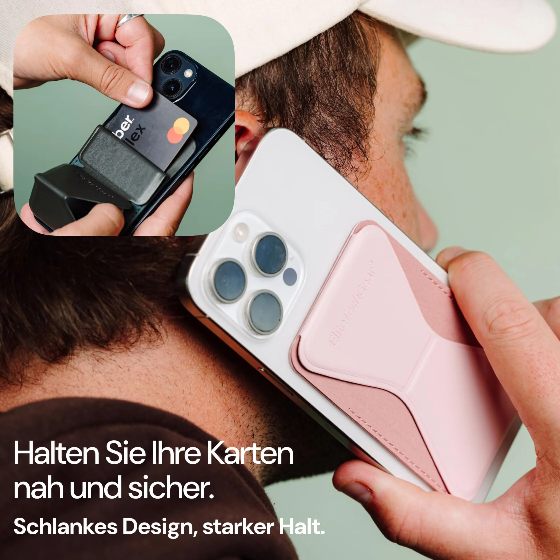 Elite Tech Gear Portfel na telefon z regulowanym stojakiem - Etui samoprzylepne na karty kredytowe kompatybilne z iPhone i Android