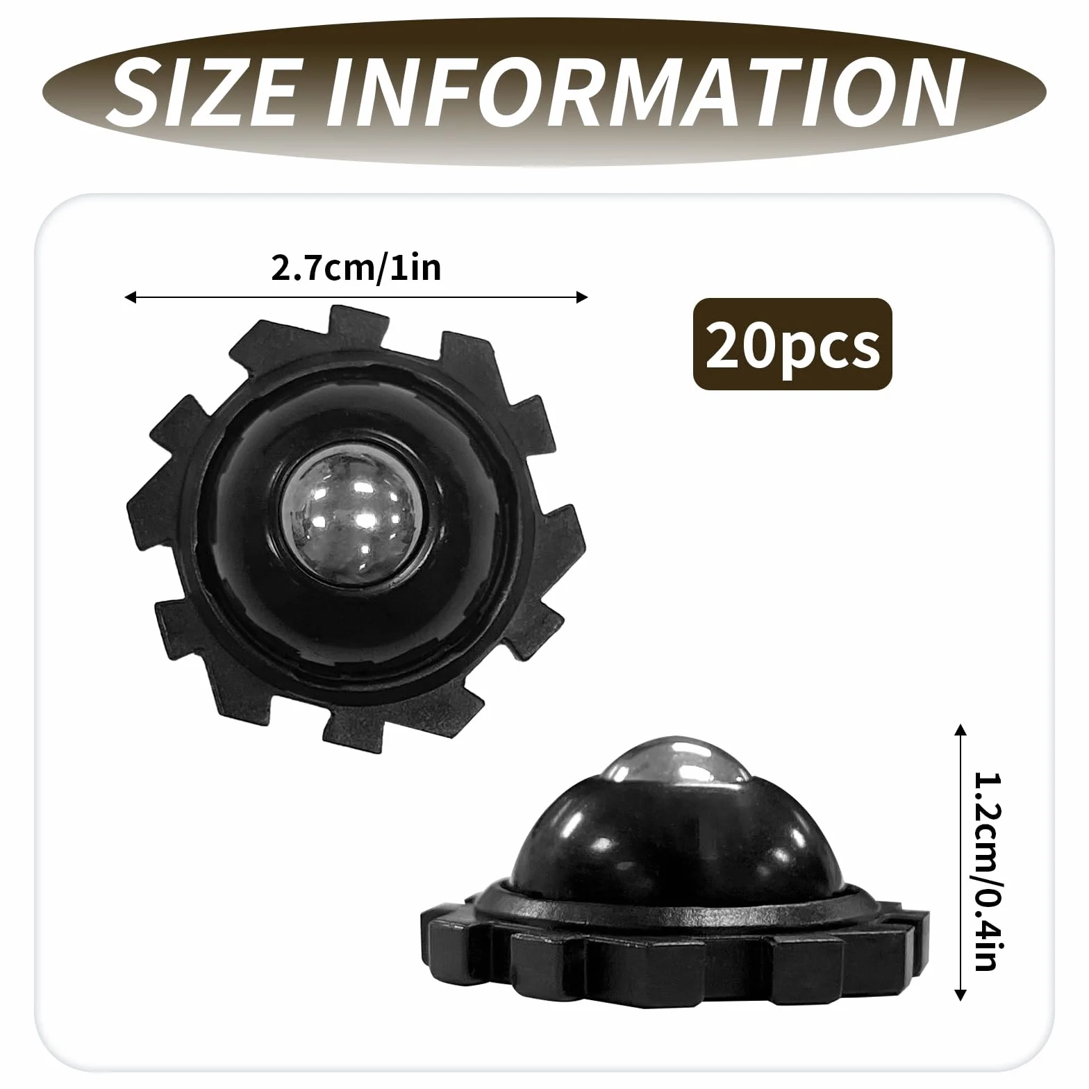 Rolki kulkowe do mebli, 20 sztuk, samoprzylepne, obracane o 360°, mini kółka uniwersalne