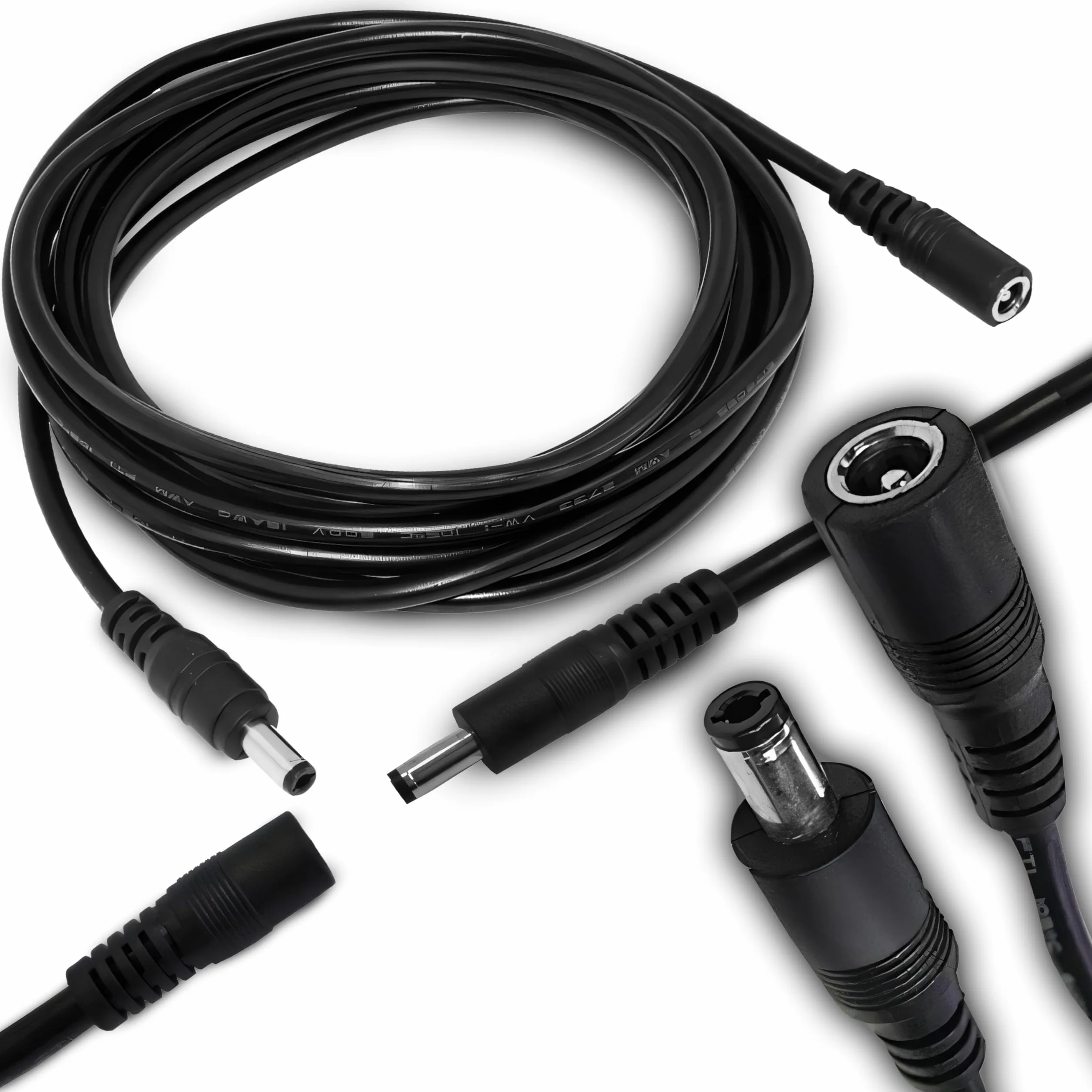 Retoo 5 m kabel przedłużający DC wtyczka 5,5 mm x 2,1 mm przedłużacz do kamery monitoringu DVR routera drukarki LED Strip Light kamera bezpieczeństwa IP kamera sieciowa 12 V zasilacz sieciowy czarny