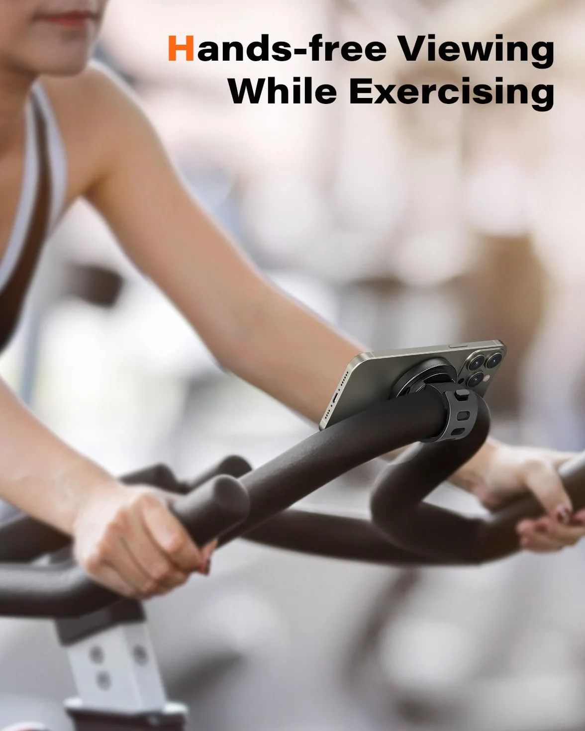 A2C Magnetyczny Uchwyt na Telefon do Siłowni i Sprzętu Fitness, Uchwyt MagSafe do Rowerów Treningowych, Bieżni, Wózków i Wózków Sklepowych, Kompatybilny z Smartfonami 4.7–6.5"