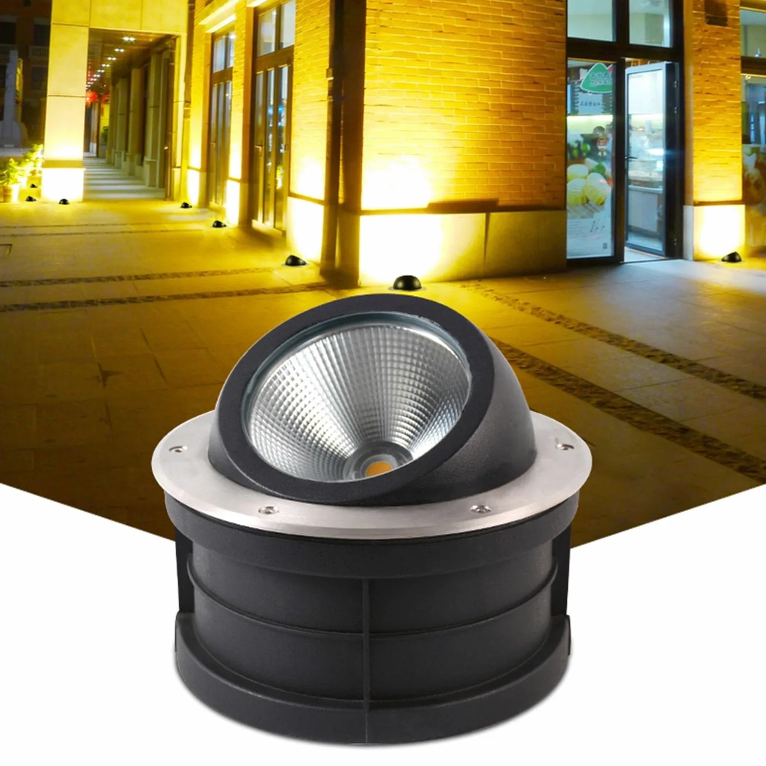 Reflektory Ogrodowe Led Do Ogrodu, Lampy Ogrodowe Do Wkopania W Ziemię, Lampy Podłogowe Z Regulacją Kąta Nachylenia, Wodoodporna Lampa Podłogowa Ip67, Okrągła Lampa Ogrodowa Led Ze Stali Nierdzewnej,