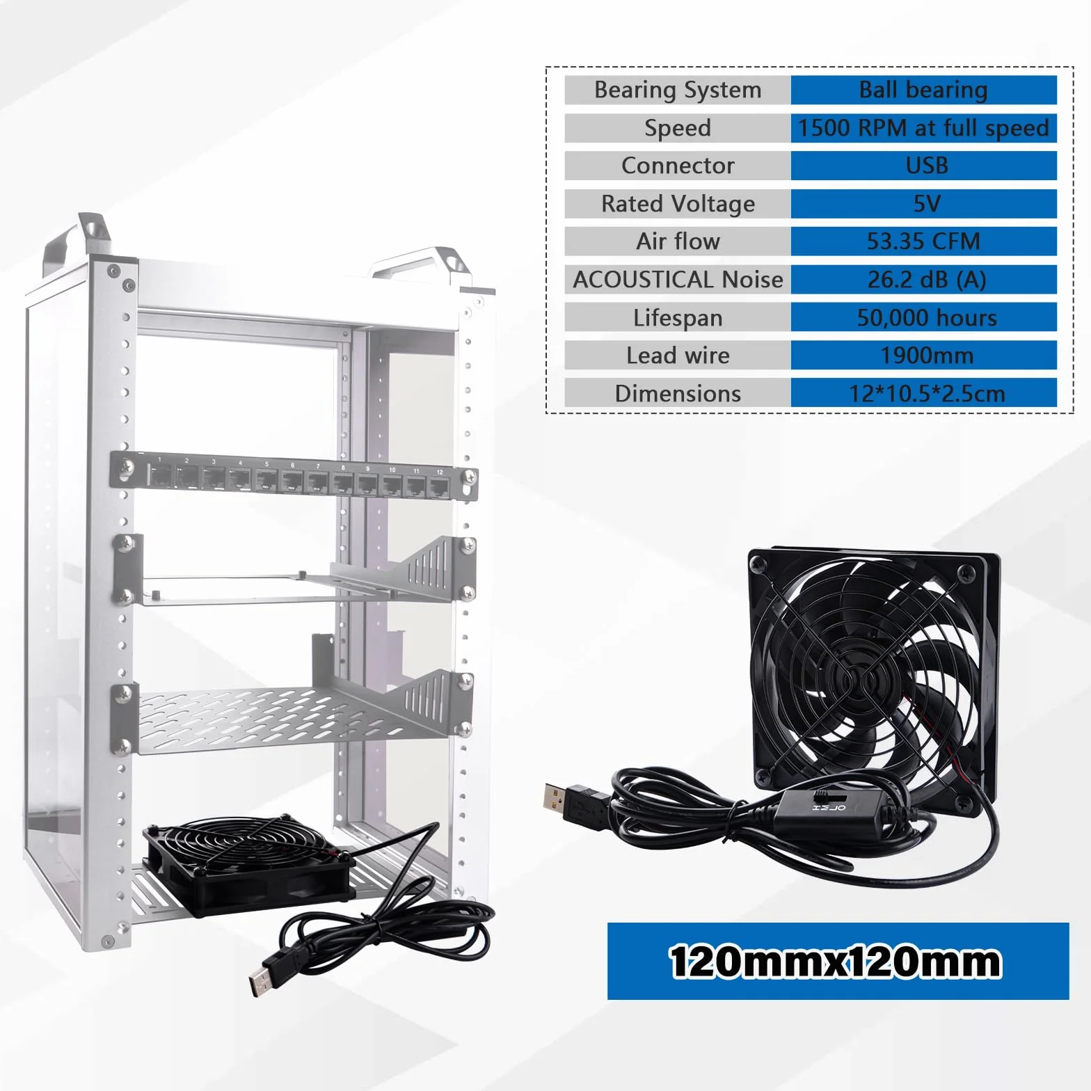 GeeekPi DeskPi RackMate Wentylator 120 mm USB 5 V z Przełącznikiem Prędkości 3 Stopni