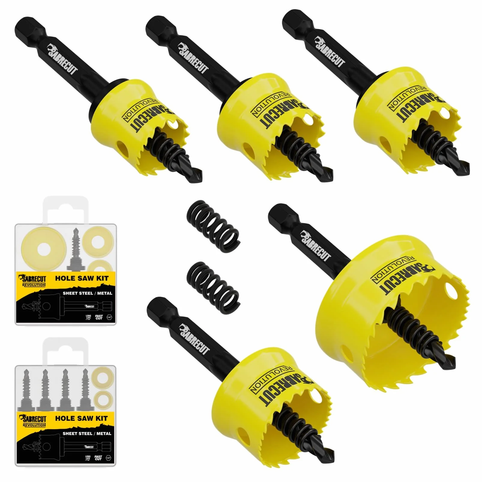 SabreCut 6pcs HSMK5A 16mm 20mm 22mm 25mm 32mm HSS M42 Kobalt Otwornica Kit | M42 cobalt cięcie edges i progressive teeth zapewniają szybkie, gładkie i trwały hole cięcie w sheet steel, drewno i plastiku