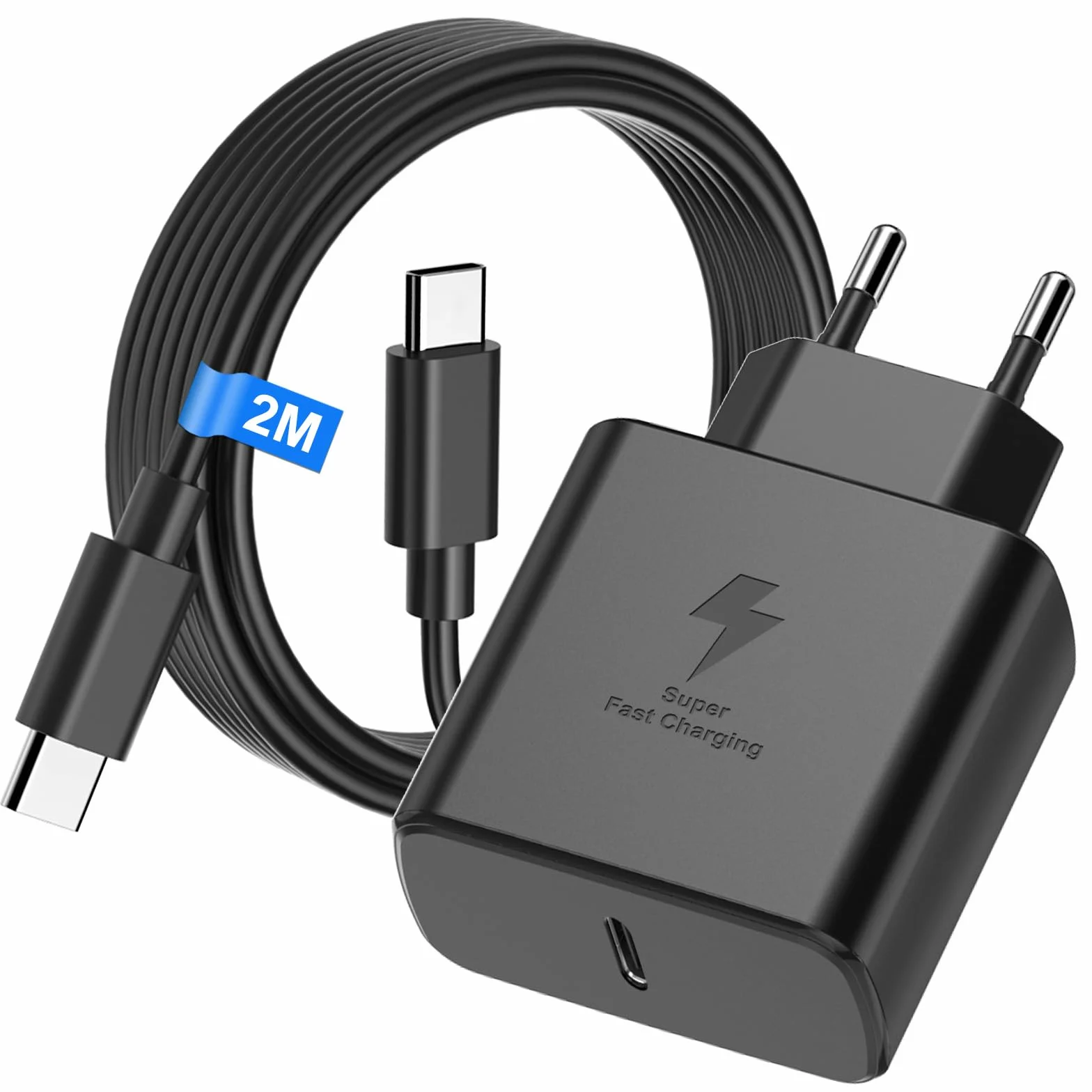 Ładowarka USB-C 45W Samsung Galaxy S25/S24/S23/S22/S21/A55/A54/A15/A56/A26/A53, zasilacz ścienny z kablem USB-C 2m