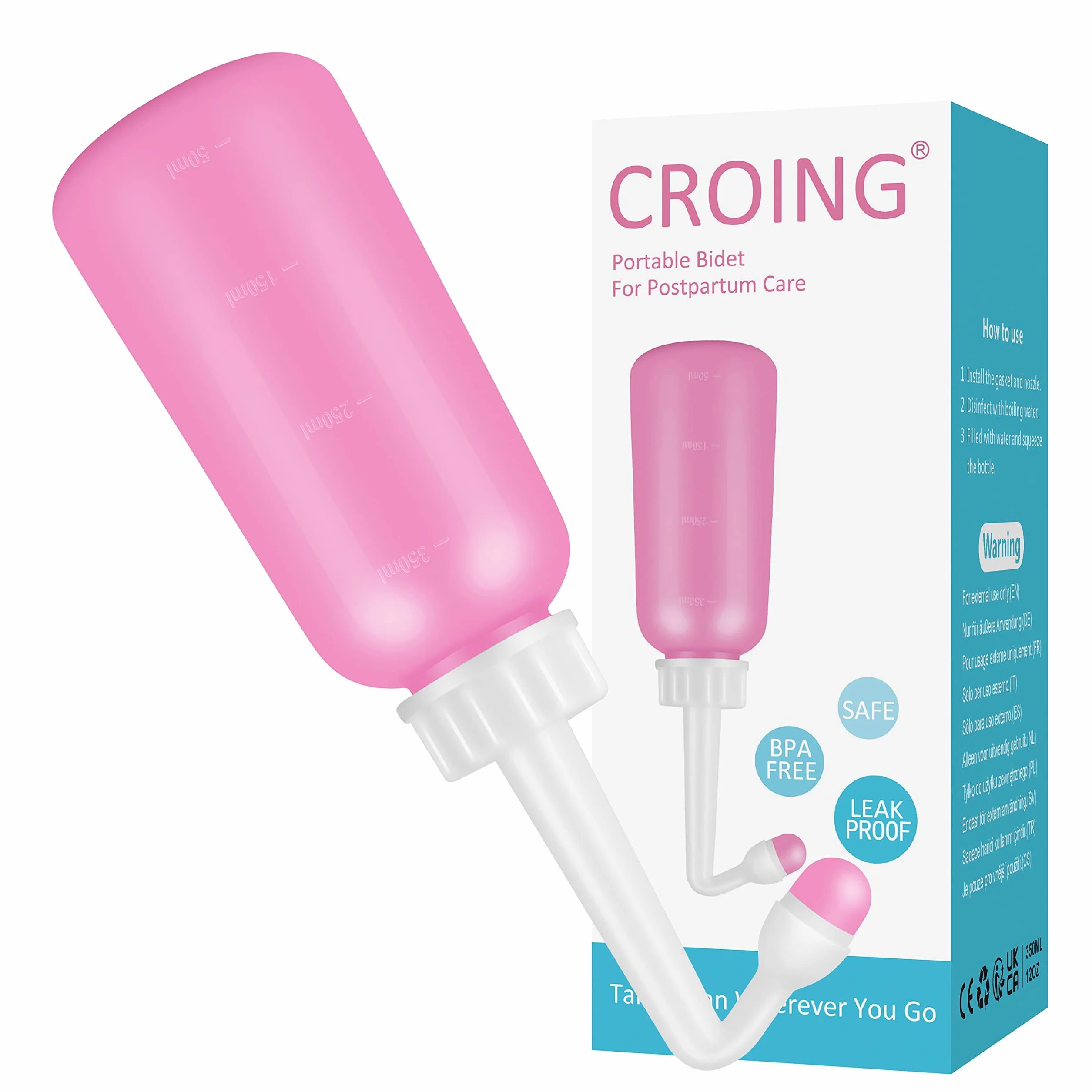 CROING Przenośny bidet (różowy, 350 ml)
