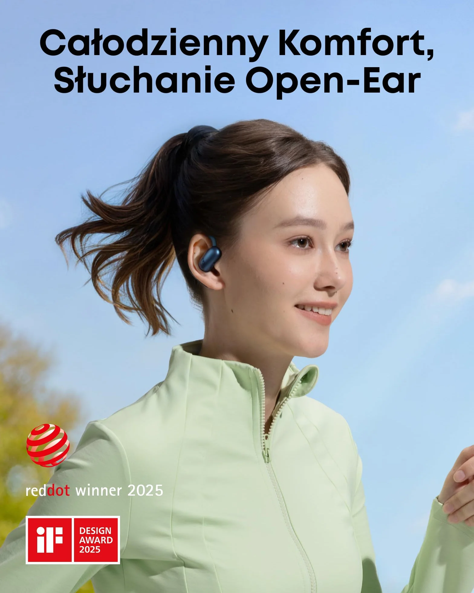 soundcore AeroFit 2 firmy Anker, słuchawki otwarte, regulowane zaczepy na uszy, ścisłe dopasowanie, bogaty bas, dźwięk bezprzewodowy Hi-Res, 42 godz. odtwarzania (Niebieski, Standard)