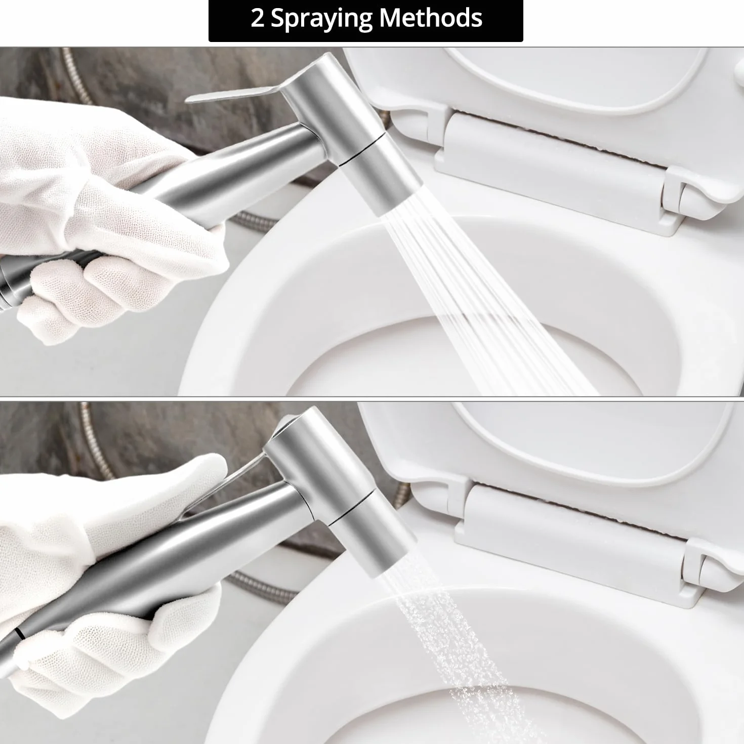 QWORK® Przenośny zestaw prysznicowy bidet, opryskiwacz do bidetu ze stali nierdzewnej SUS304 z szczelną konstrukcją