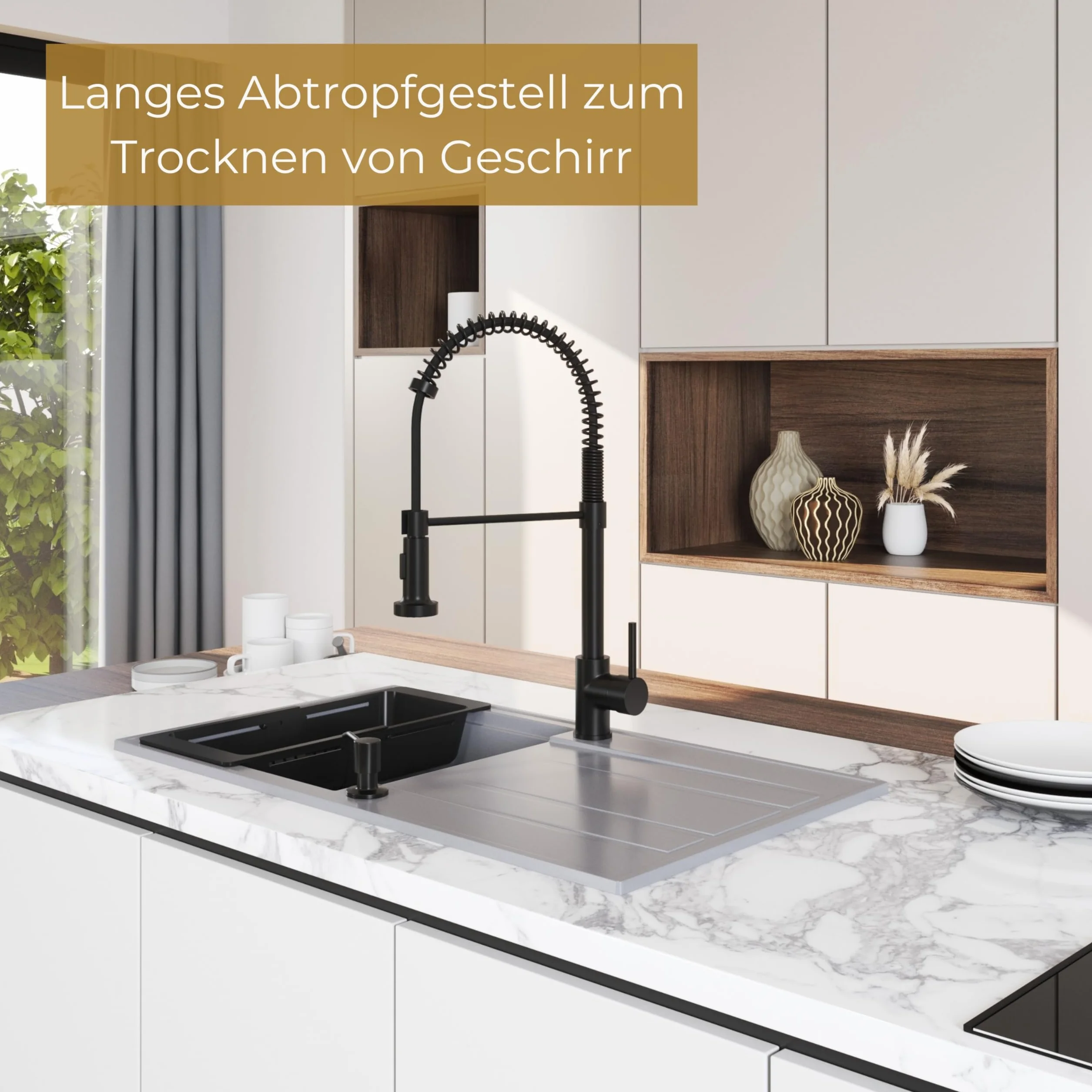 SINK Quality zlewozmywak kuchenny z ociekaczem – zlewozmywak szary 80 x 46 cm – w zestawie syfon i środki impregnujące – zlewozmywak do zabudowy do szafki pod umywalkę 55 – zlewozmywak granitowy szary