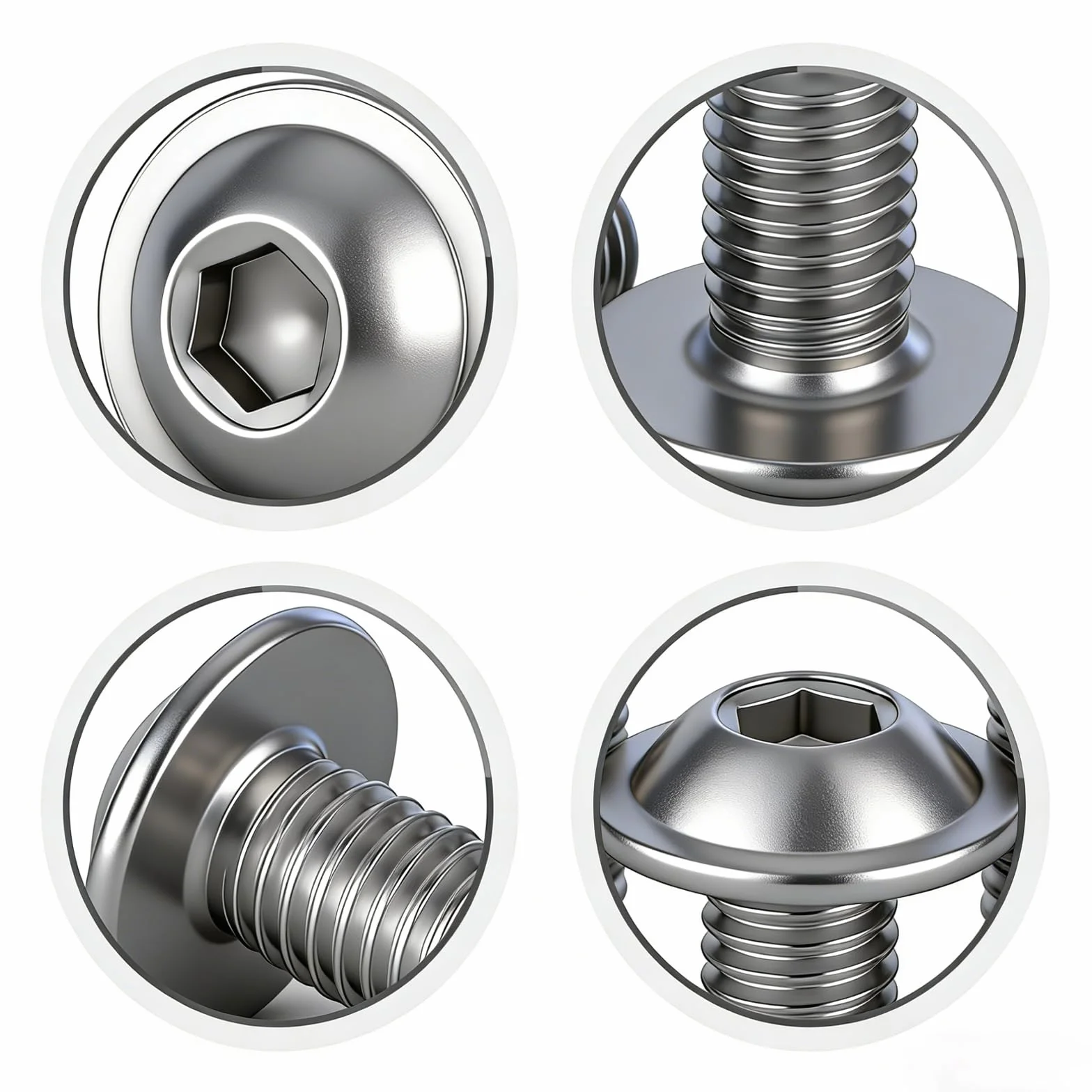 20 sztuk M3x10mm Śrub z Łbem Soczewkowym z Kołnierzem ze Stali Nierdzewnej A2 V2A,Śruby z Łbem Płaskim z Kluczem Imbusowym do Montażu Mebli
