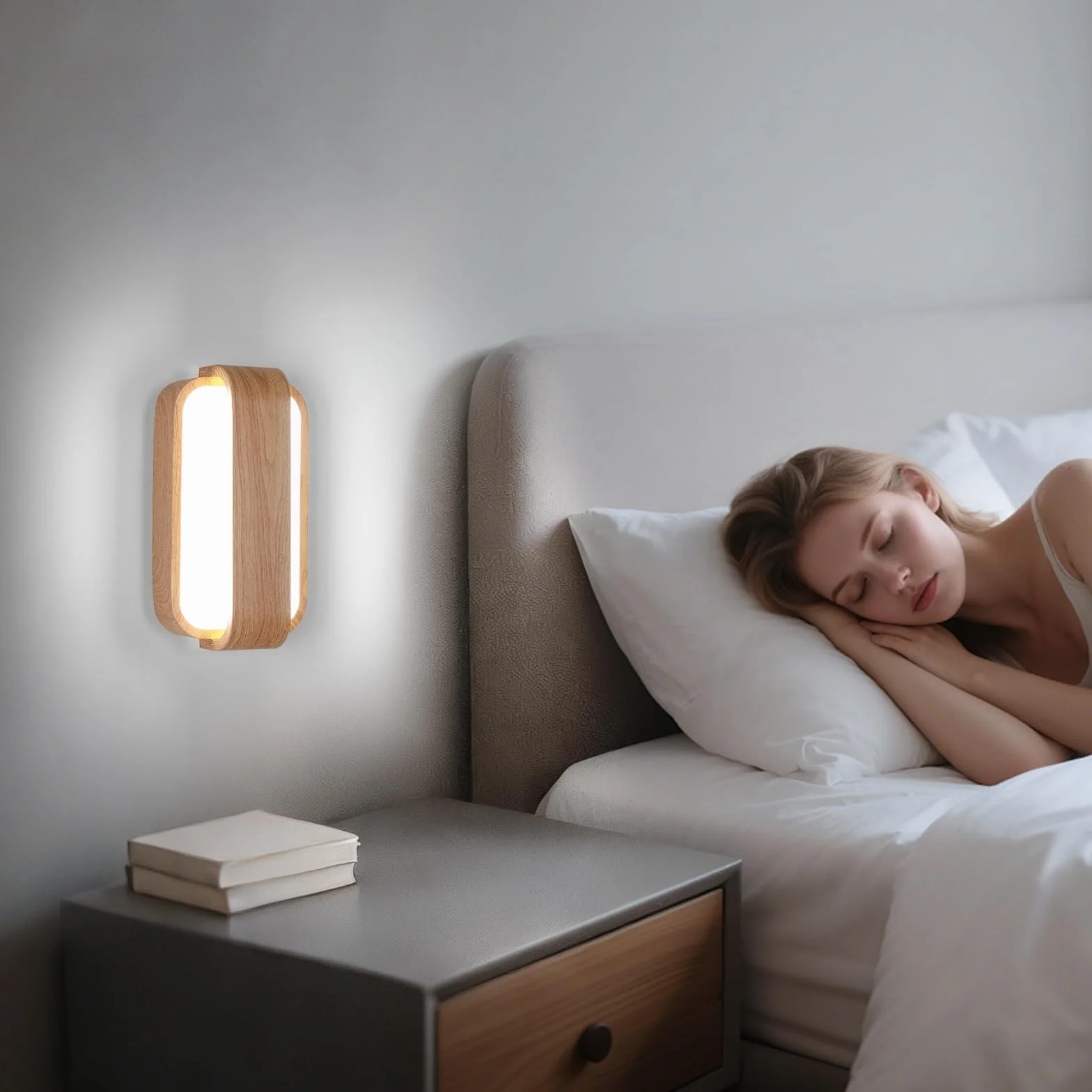 Comely Kinkiet Wewnętrzny, 13W 1462LM Lampa Ścienna LED, Nowoczesny Akrylowy Kinkiet Wzór, Oświetlenie Oprawa Ścienna W Kolorze Drewna Do Sypialni, Salonu, Korytarza, Białe Światło 6500K, 27CM
