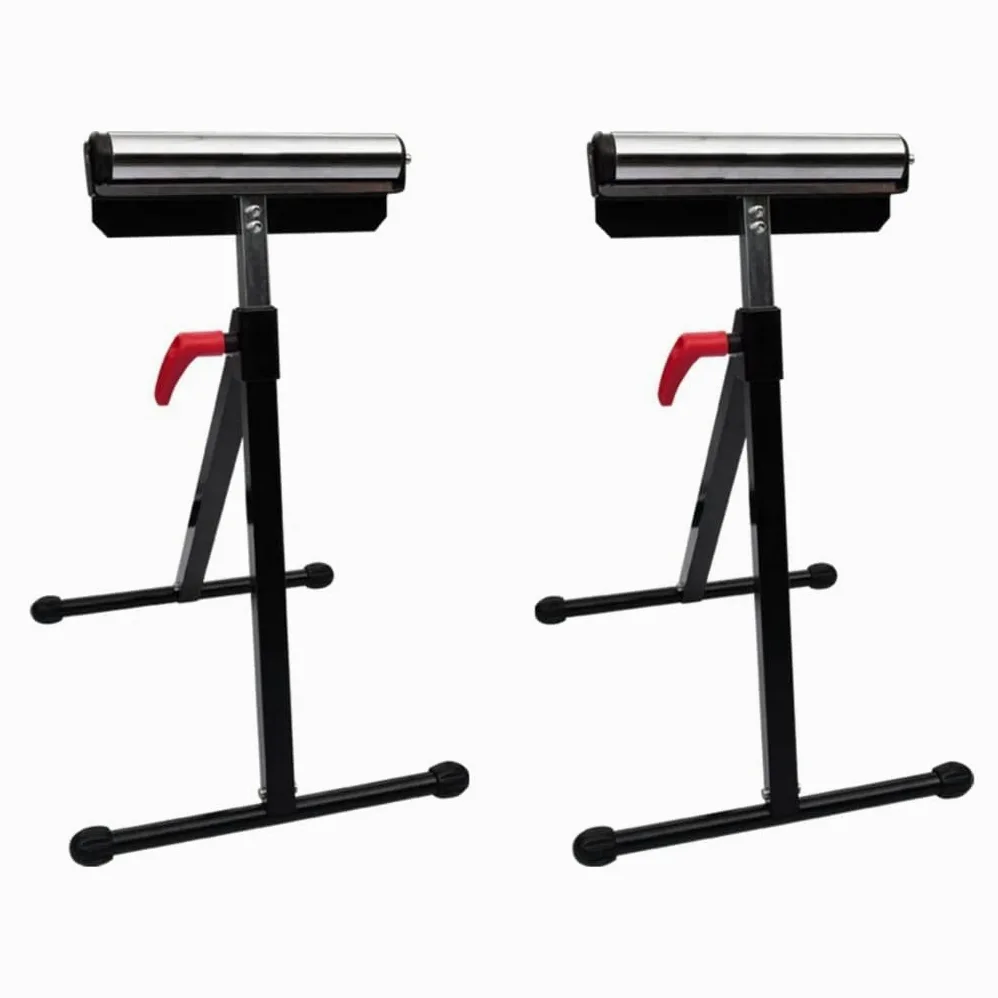 2 x regulowany stojak rolkowy ze stali, nośność 60 kg na sztukę, rolka 48 mm, wysokość od 670 do 1010 mm, do stołu pilarskiego, stołu warsztatowego, montażu, renowacji